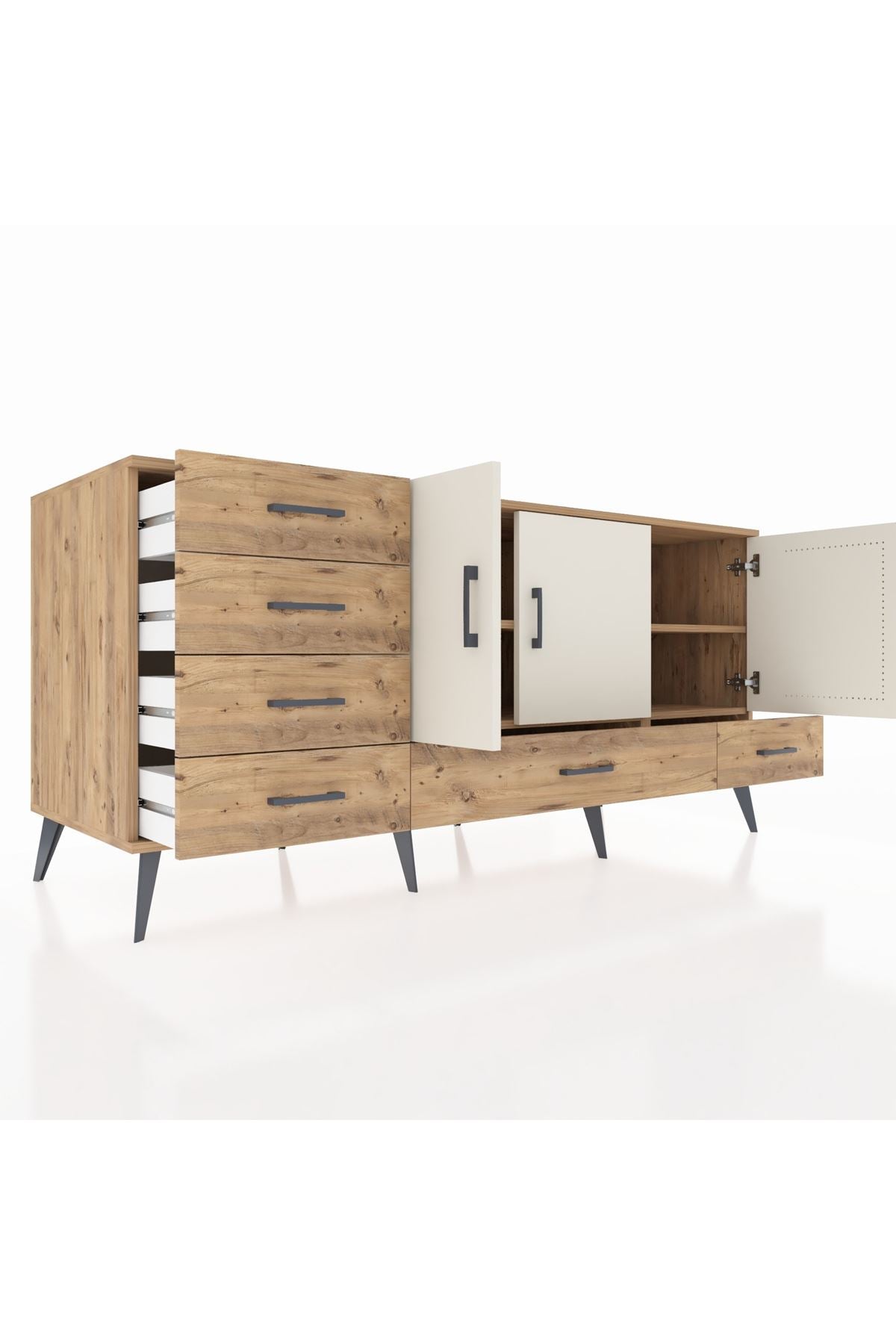 Kronos Konsol 4 Raflı 6 Çekmeceli 3 Kapaklı 176x59x83 - S610M033V24C