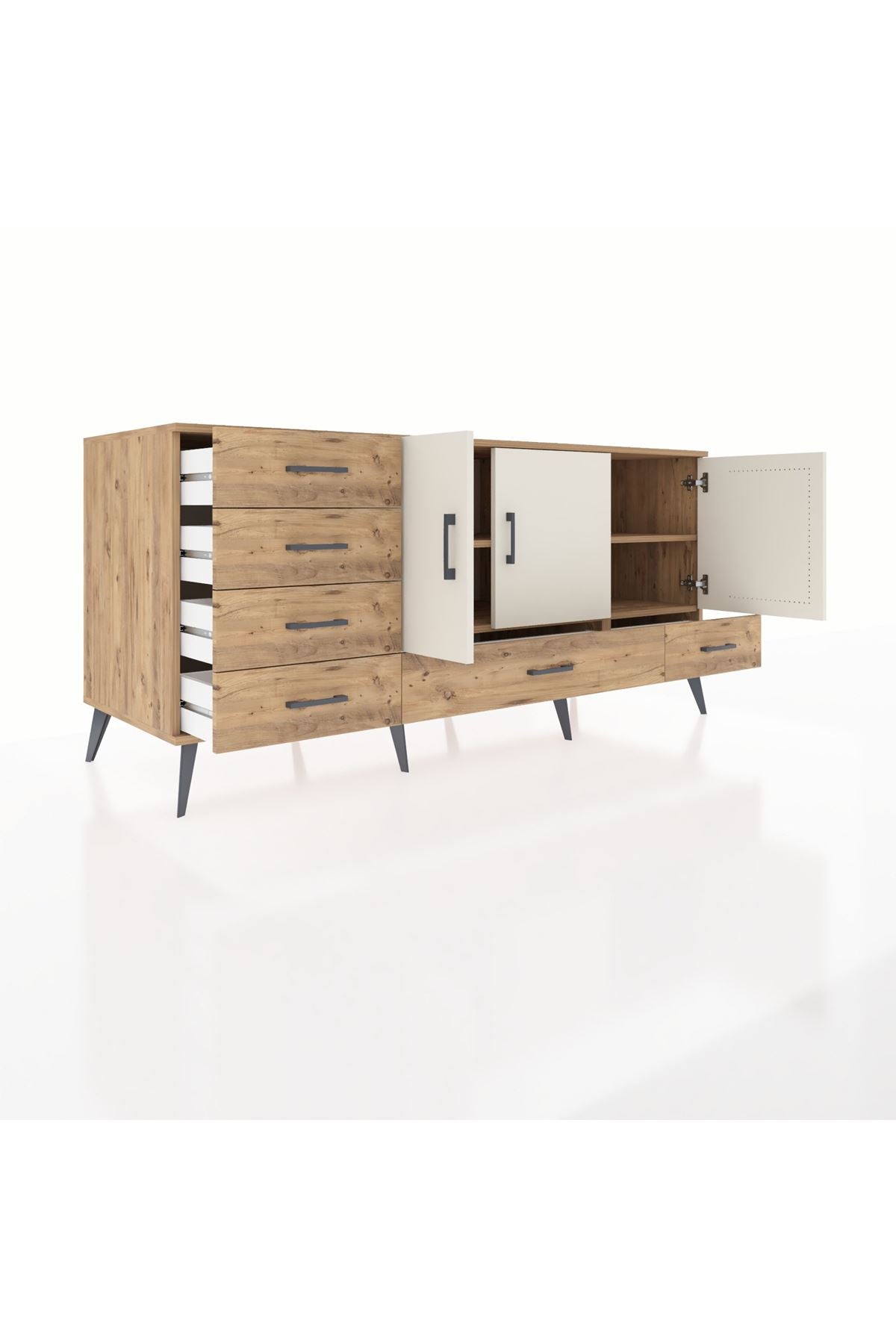 Kronos Konsol 4 Raflı 6 Çekmeceli 3 Kapaklı 176x59x83 - S610M033V24C