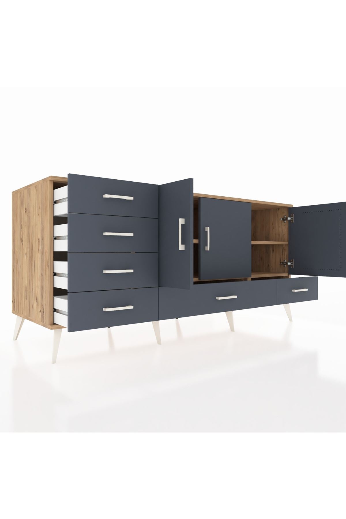 Kronos Konsol 4 Raflı 6 Çekmeceli 3 Kapaklı 176x59x83 - S610M033V26C