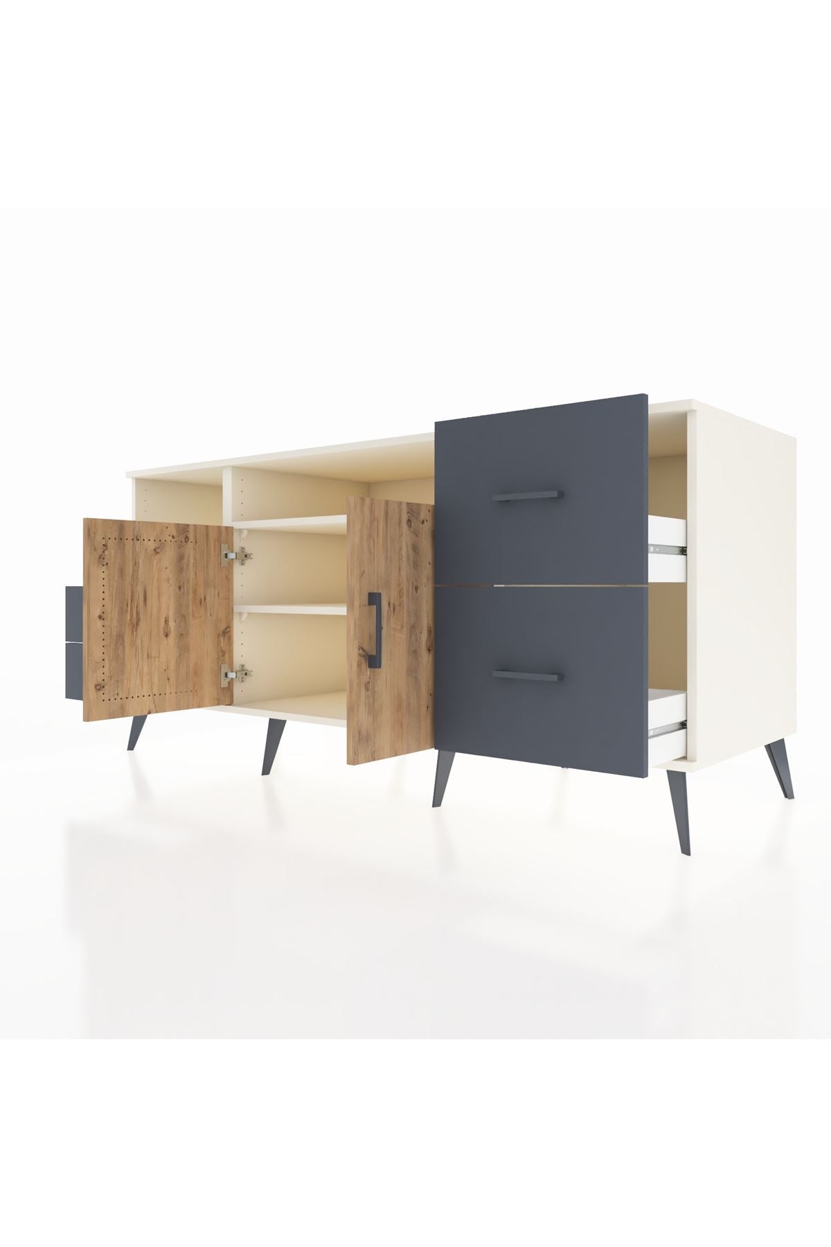 Kronos Konsol 3 Raflı 4 Çekmeceli 2 Kapaklı 176x59x83 - S610M034V02C