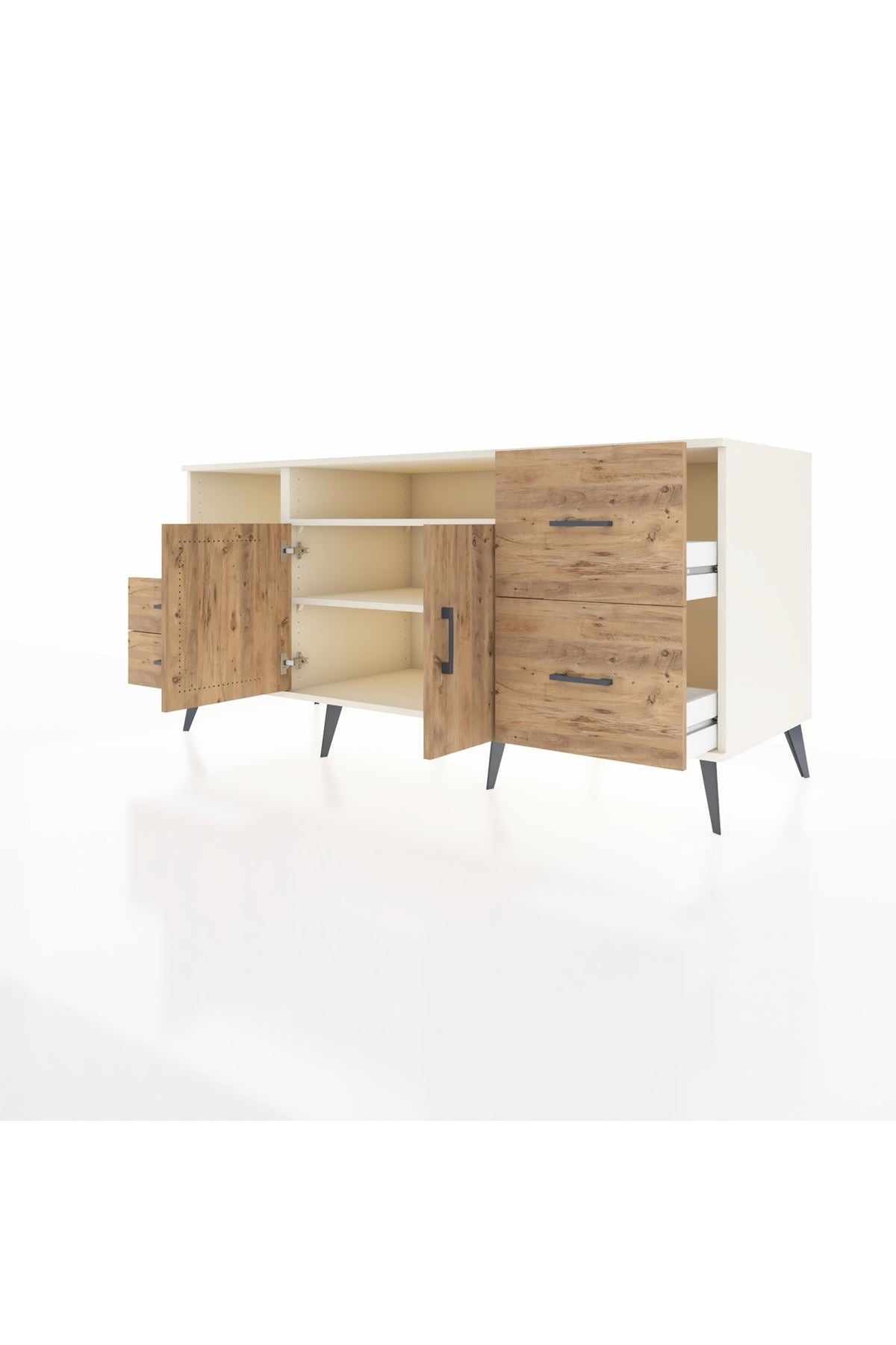 Kronos Konsol 3 Raflı 4 Çekmeceli 2 Kapaklı 176x59x83 - S610M034V03C