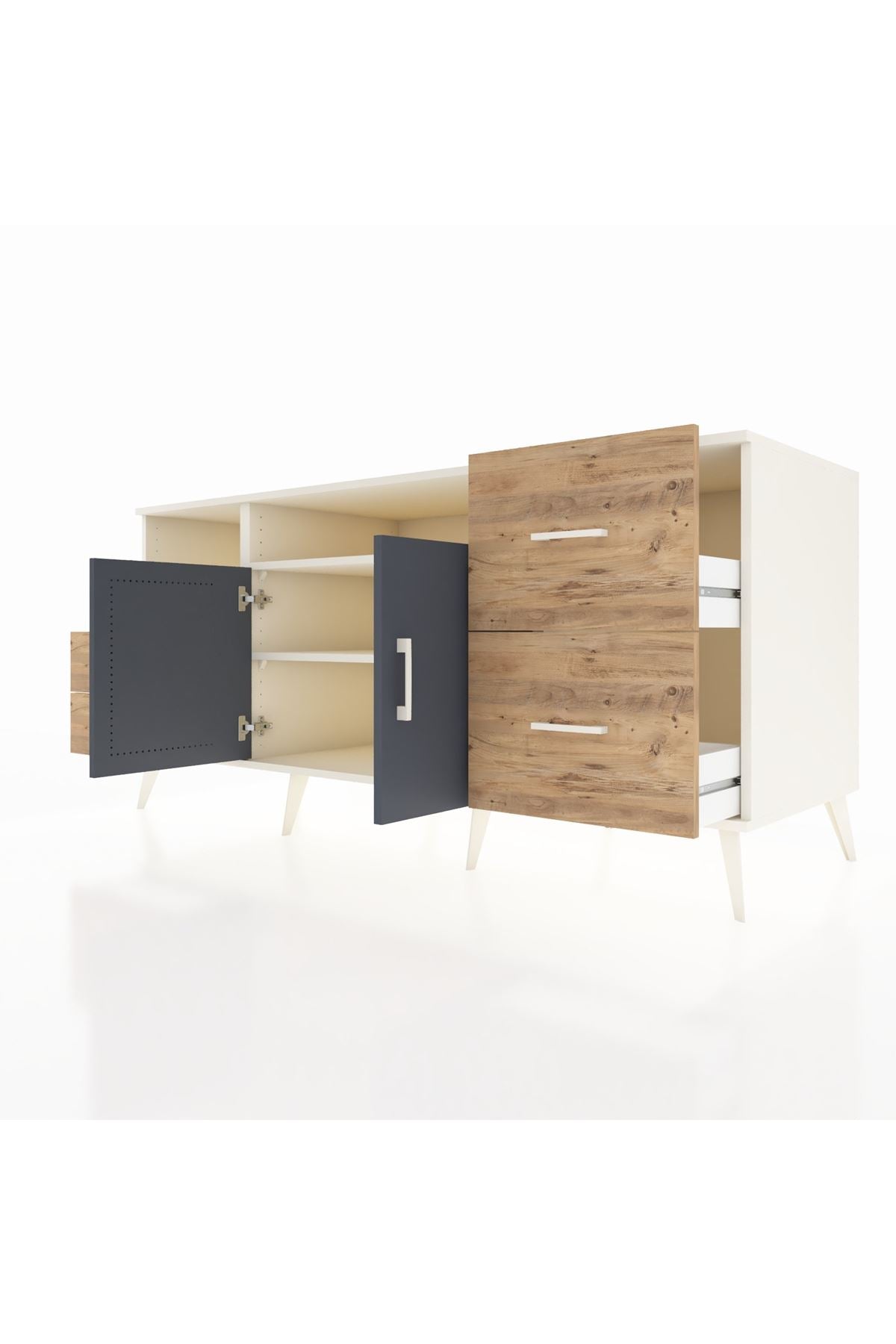 Kronos Konsol 3 Raflı 4 Çekmeceli 2 Kapaklı 176x59x83 - S610M034V09C