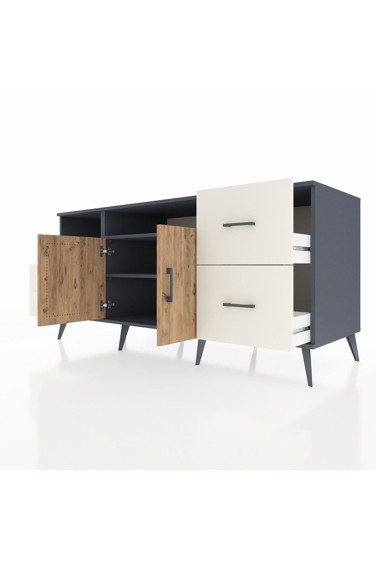 Kronos Konsol 3 Raflı 4 Çekmeceli 2 Kapaklı 176x59x83 - S610M034V10C