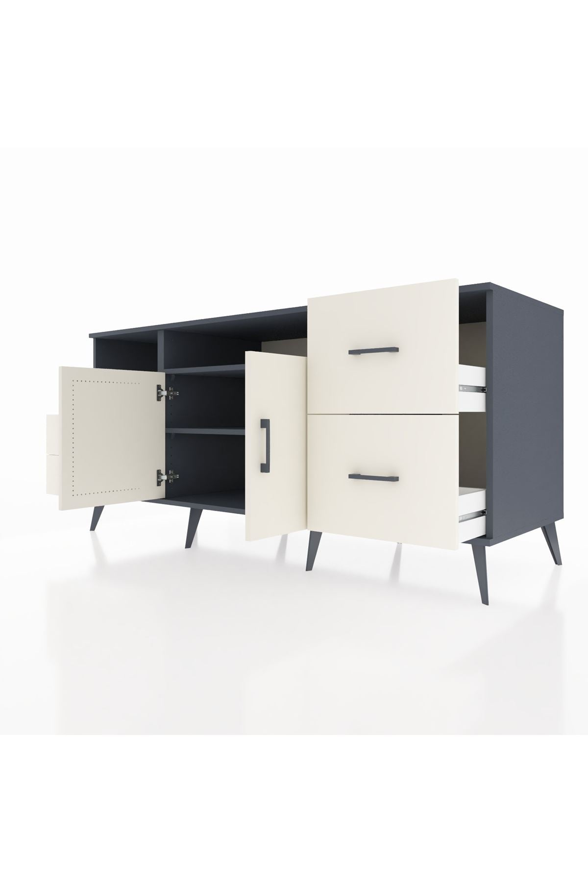 Kronos Konsol 3 Raflı 4 Çekmeceli 2 Kapaklı 176x59x83 - S610M034V13C