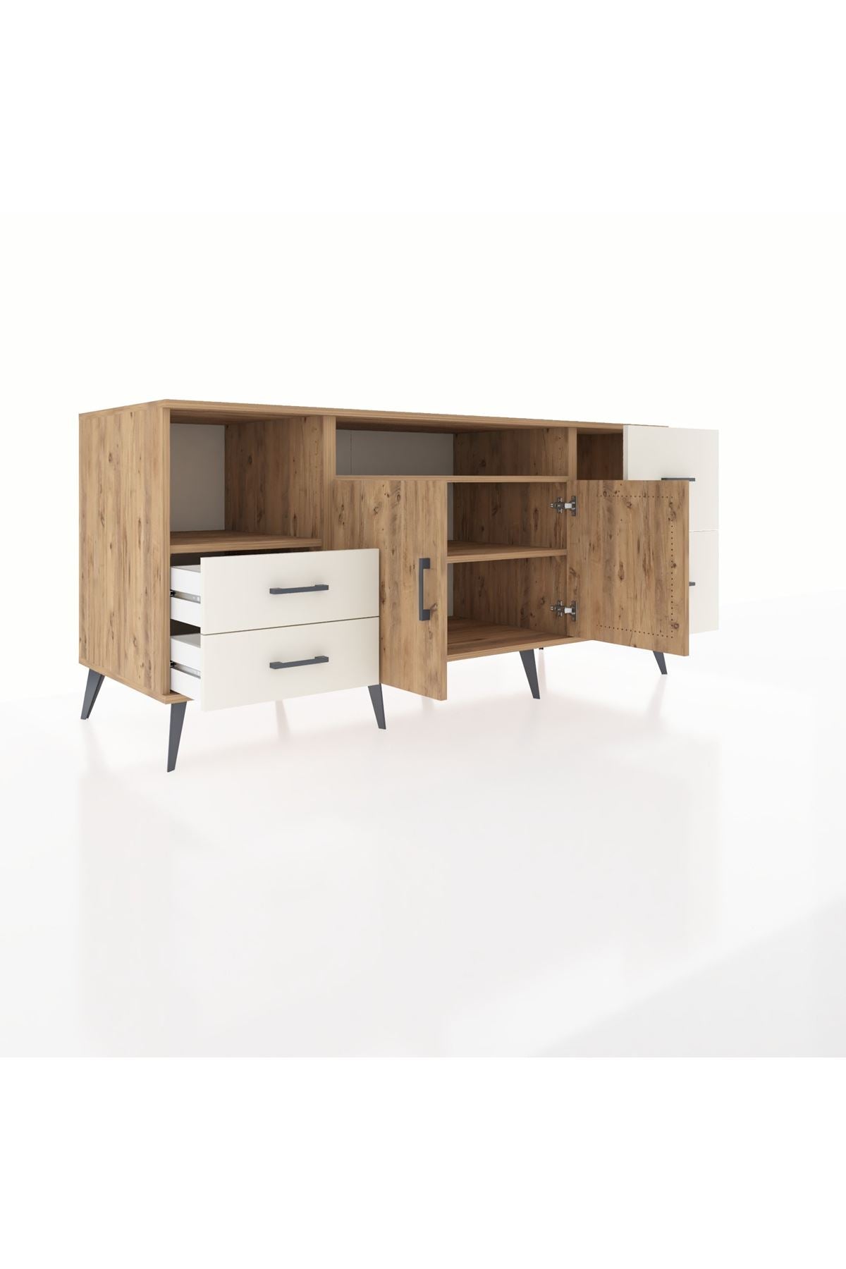 Kronos Konsol 3 Raflı 4 Çekmeceli 2 Kapaklı 176x59x83 - S610M034V19C