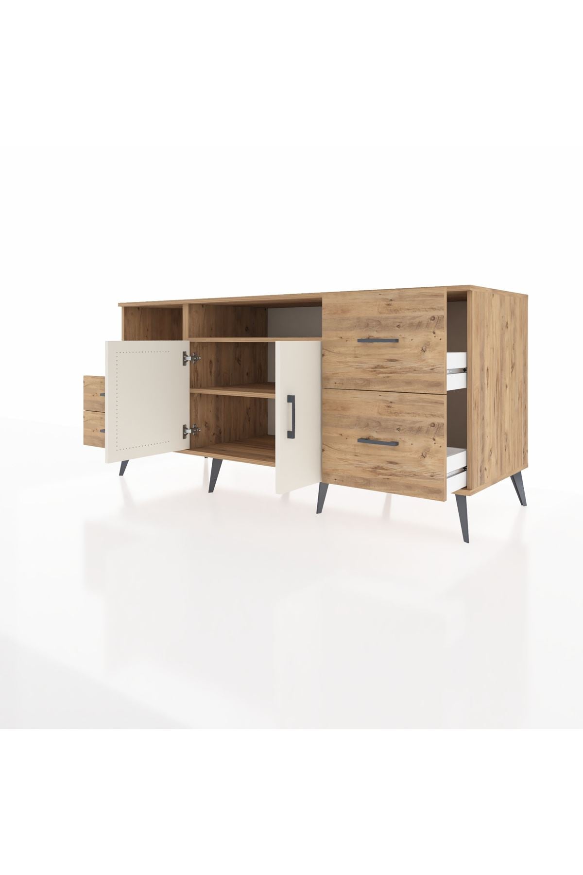 Kronos Konsol 3 Raflı 4 Çekmeceli 2 Kapaklı 176x59x83 - S610M034V24C