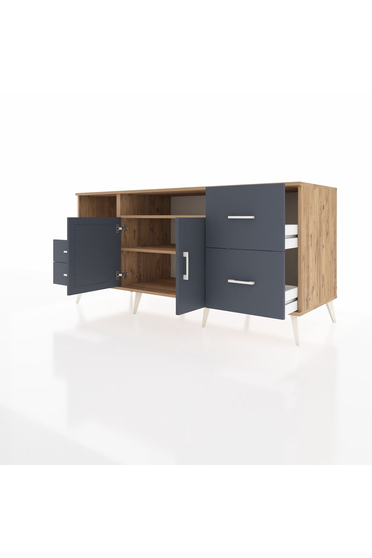 Kronos Konsol 3 Raflı 4 Çekmeceli 2 Kapaklı 176x59x83 - S610M034V26C