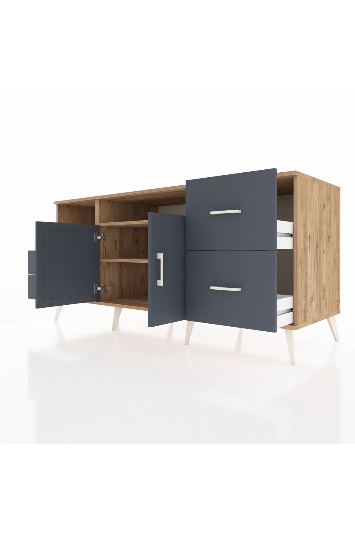 Kronos Konsol 3 Raflı 4 Çekmeceli 2 Kapaklı 176x59x83 - S610M034V26C