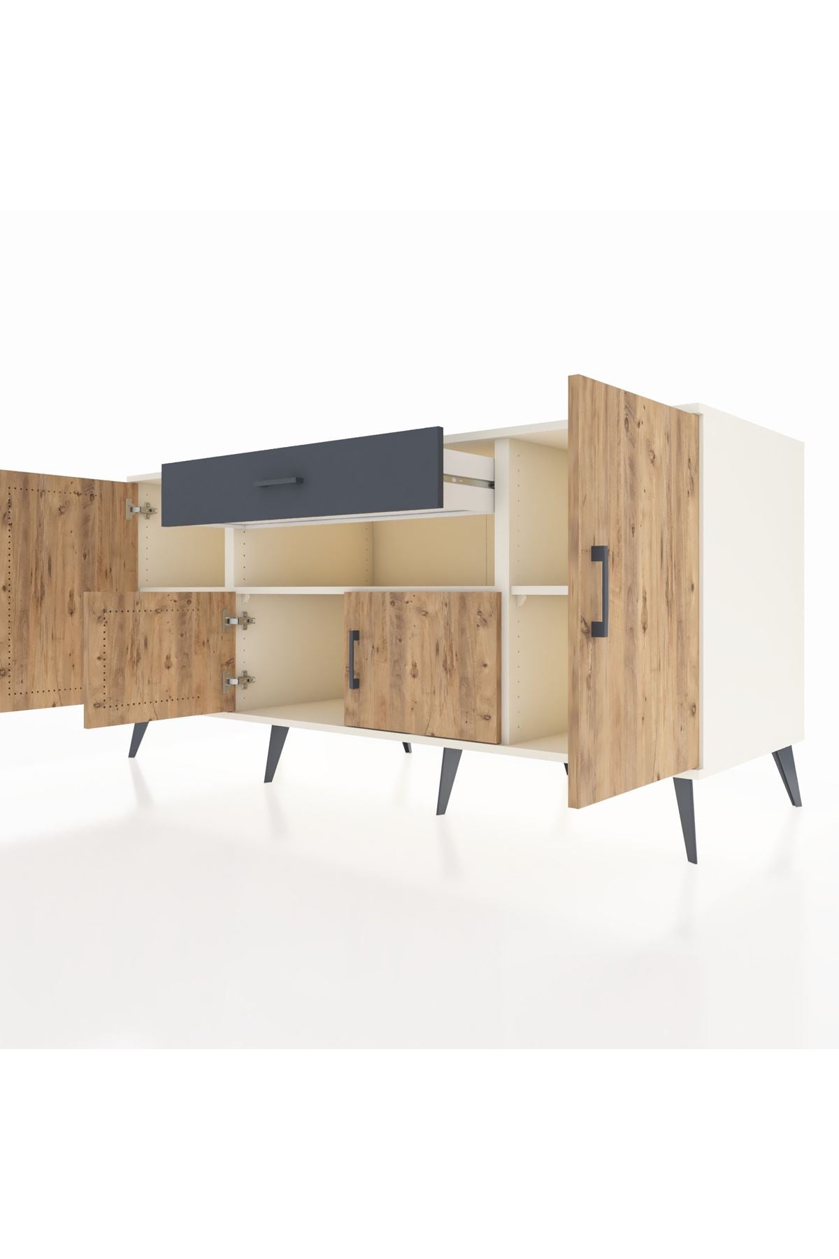 Kronos Konsol 3 Raflı Tek Çekmeceli 4 Kapaklı 176x59x83 - S610M035V02C