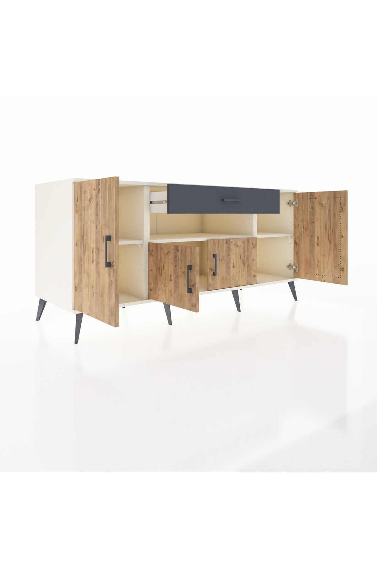 Kronos Konsol 3 Raflı Tek Çekmeceli 4 Kapaklı 176x59x83 - S610M035V02C