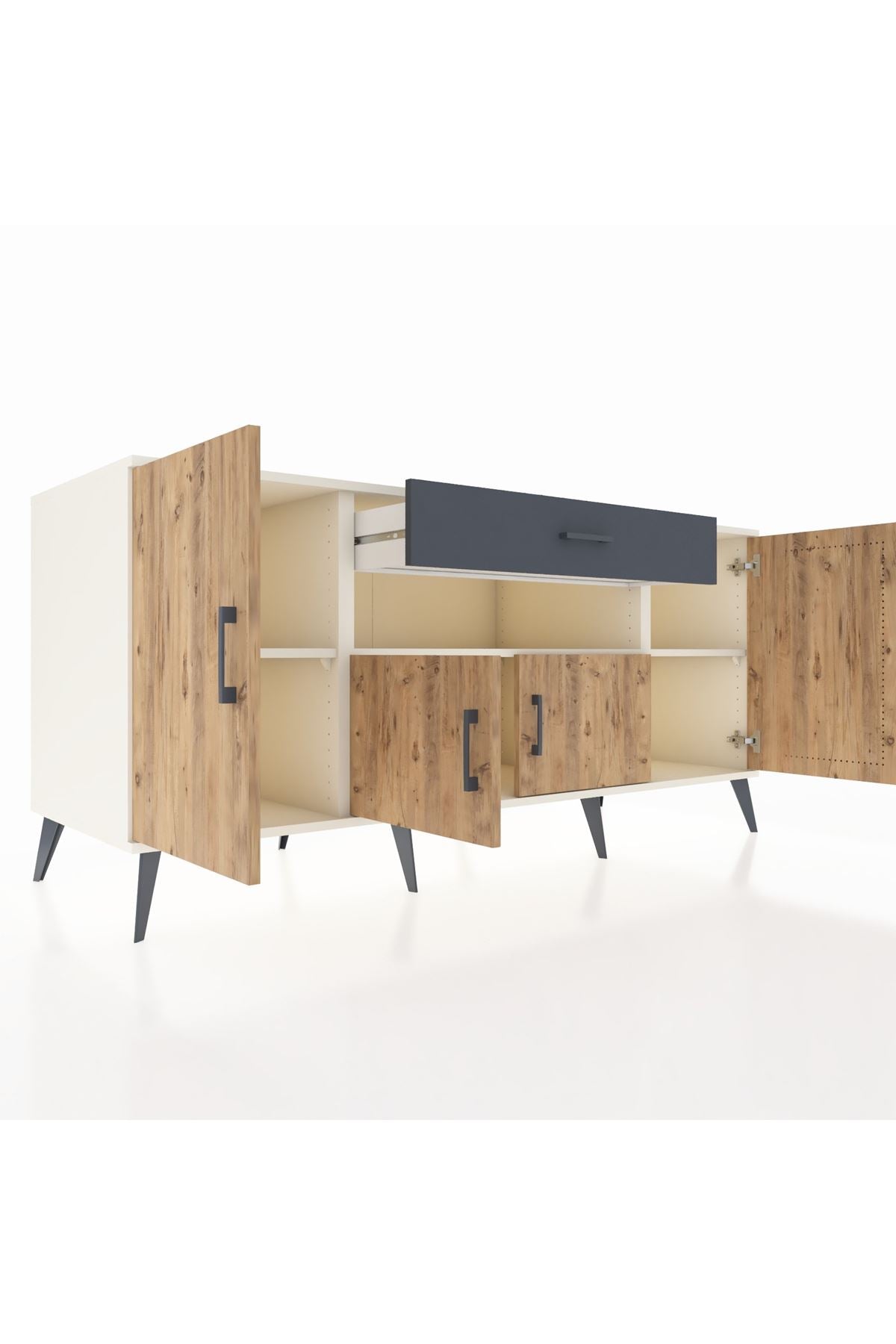 Kronos Konsol 3 Raflı Tek Çekmeceli 4 Kapaklı 176x59x83 - S610M035V02C