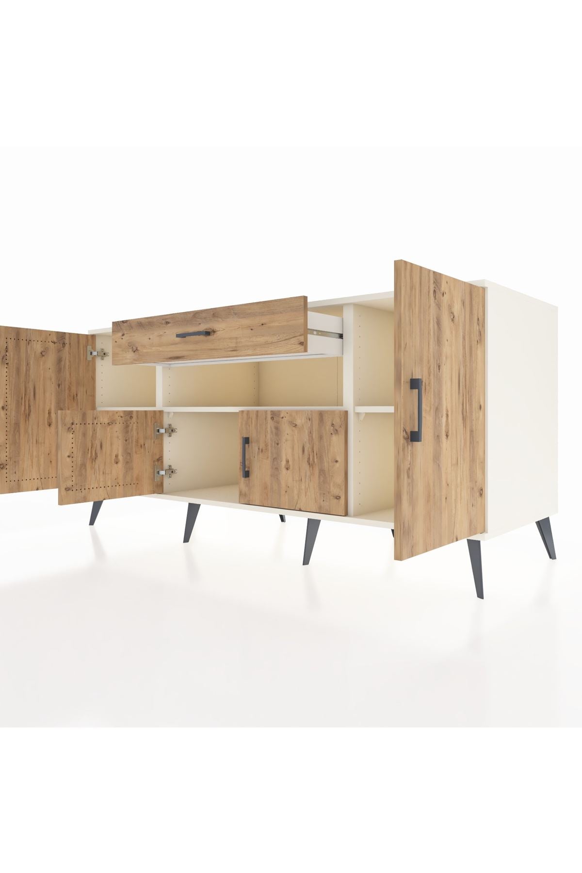 Kronos Konsol 3 Raflı Tek Çekmeceli 4 Kapaklı 176x59x83 - S610M035V03C