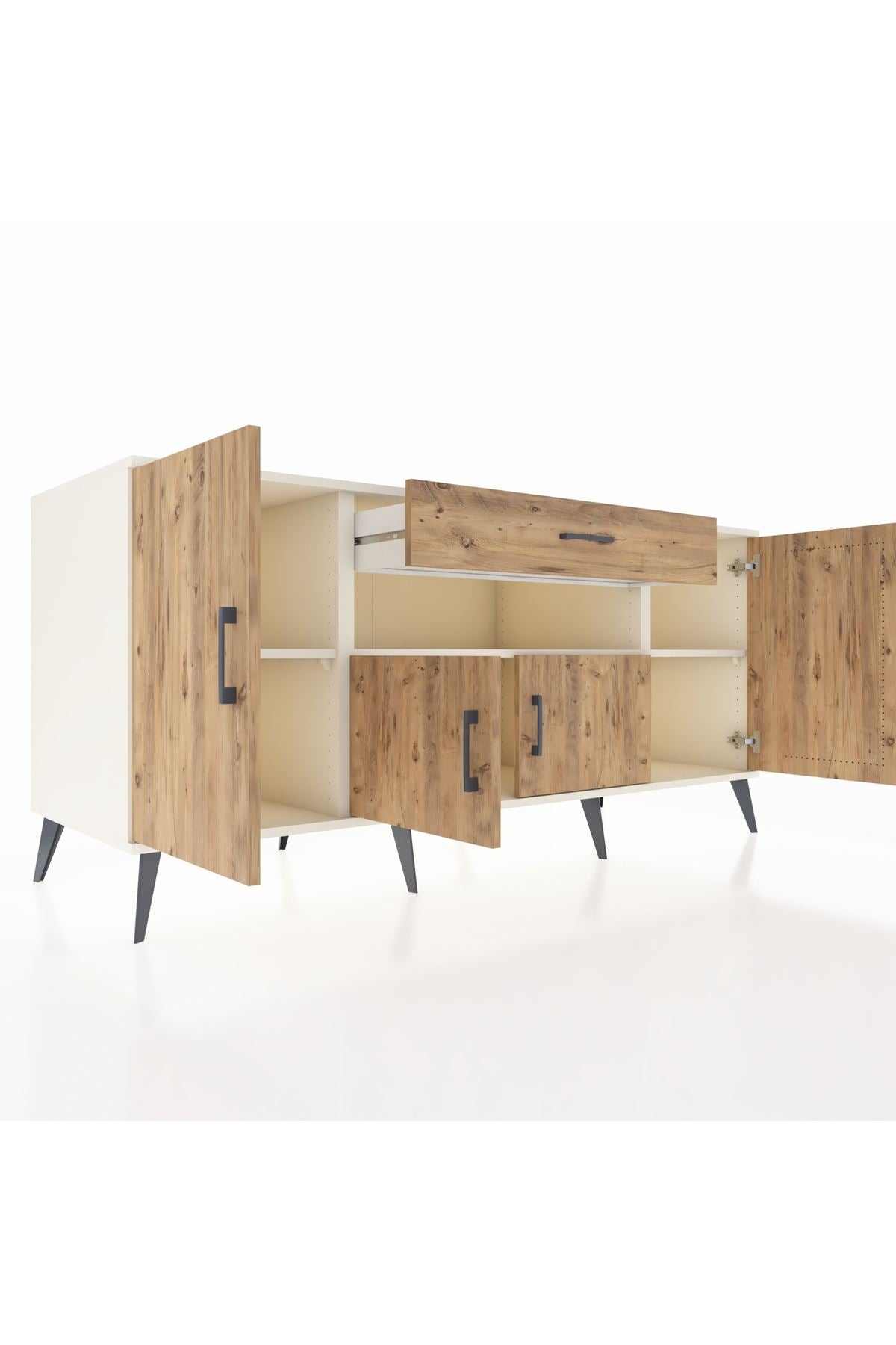 Kronos Konsol 3 Raflı Tek Çekmeceli 4 Kapaklı 176x59x83 - S610M035V03C