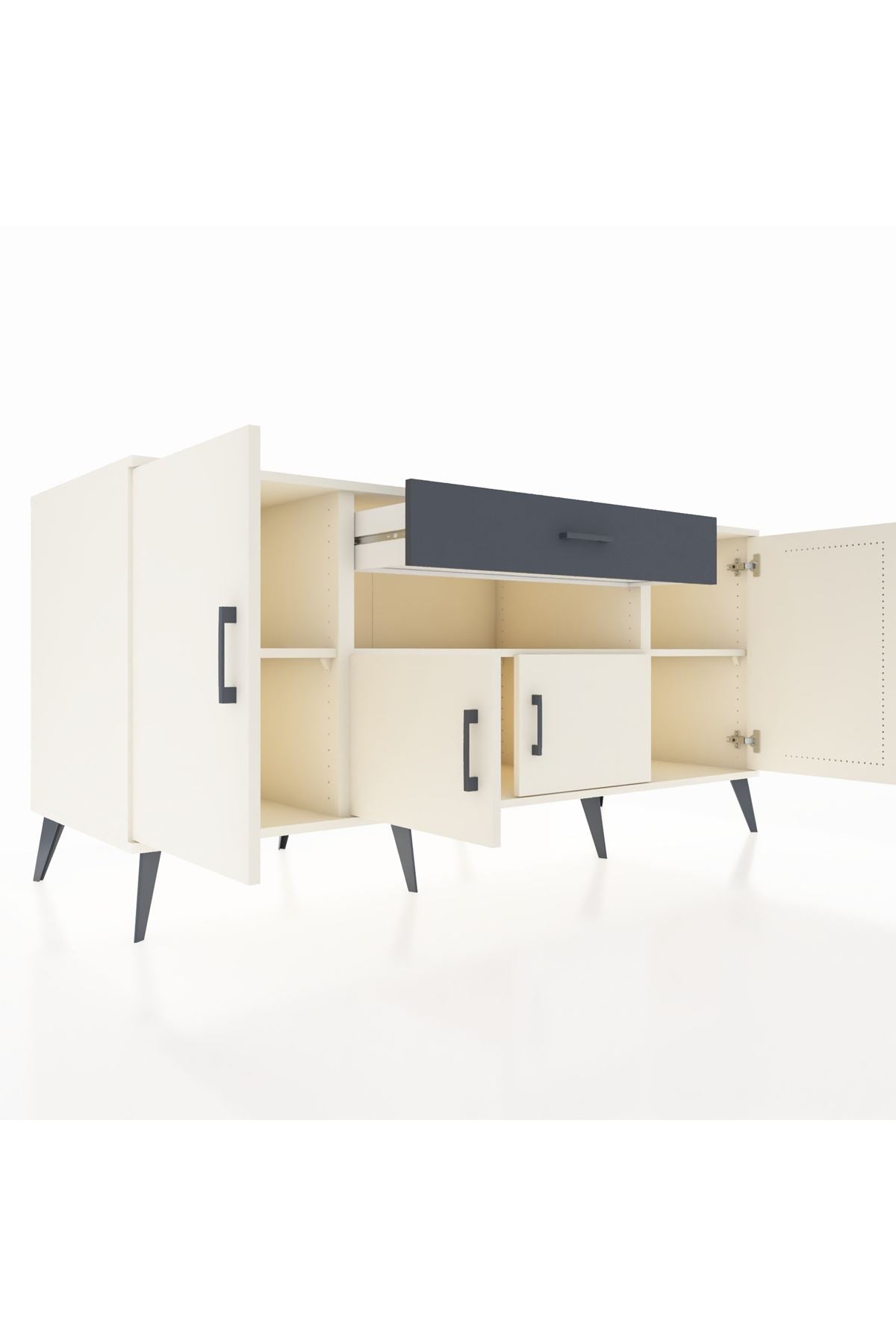 Kronos Konsol 3 Raflı Tek Çekmeceli 4 Kapaklı 176x59x83 - S610M035V05C