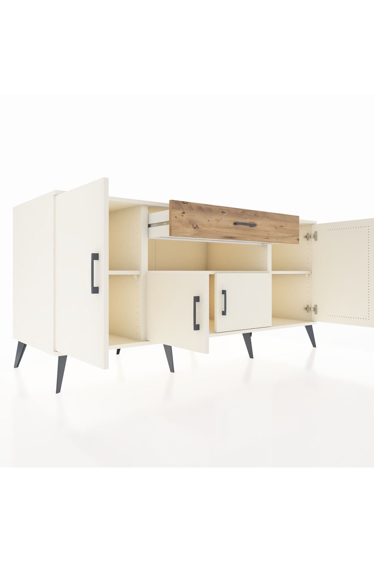 Kronos Konsol 3 Raflı Tek Çekmeceli 4 Kapaklı 176x59x83 - S610M035V06C