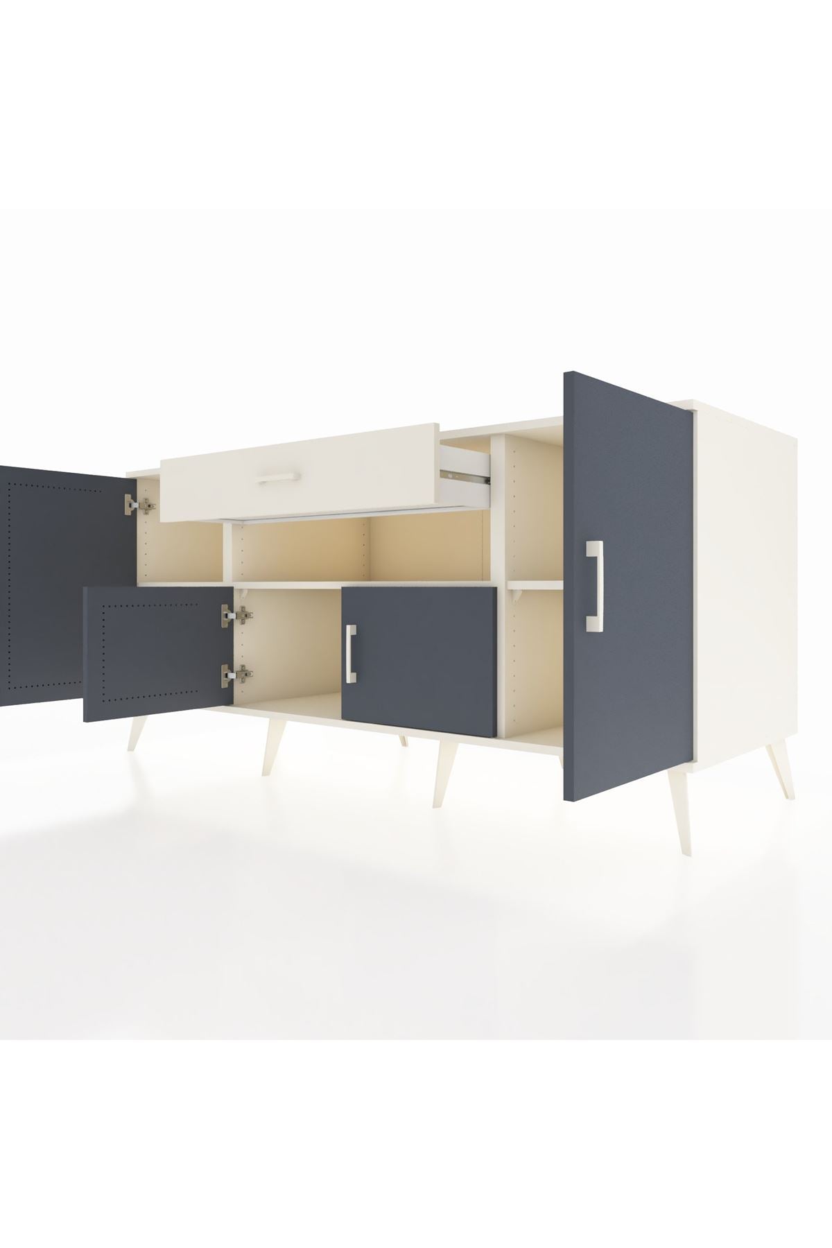 Kronos Konsol 3 Raflı Tek Çekmeceli 4 Kapaklı 176x59x83 - S610M035V07C