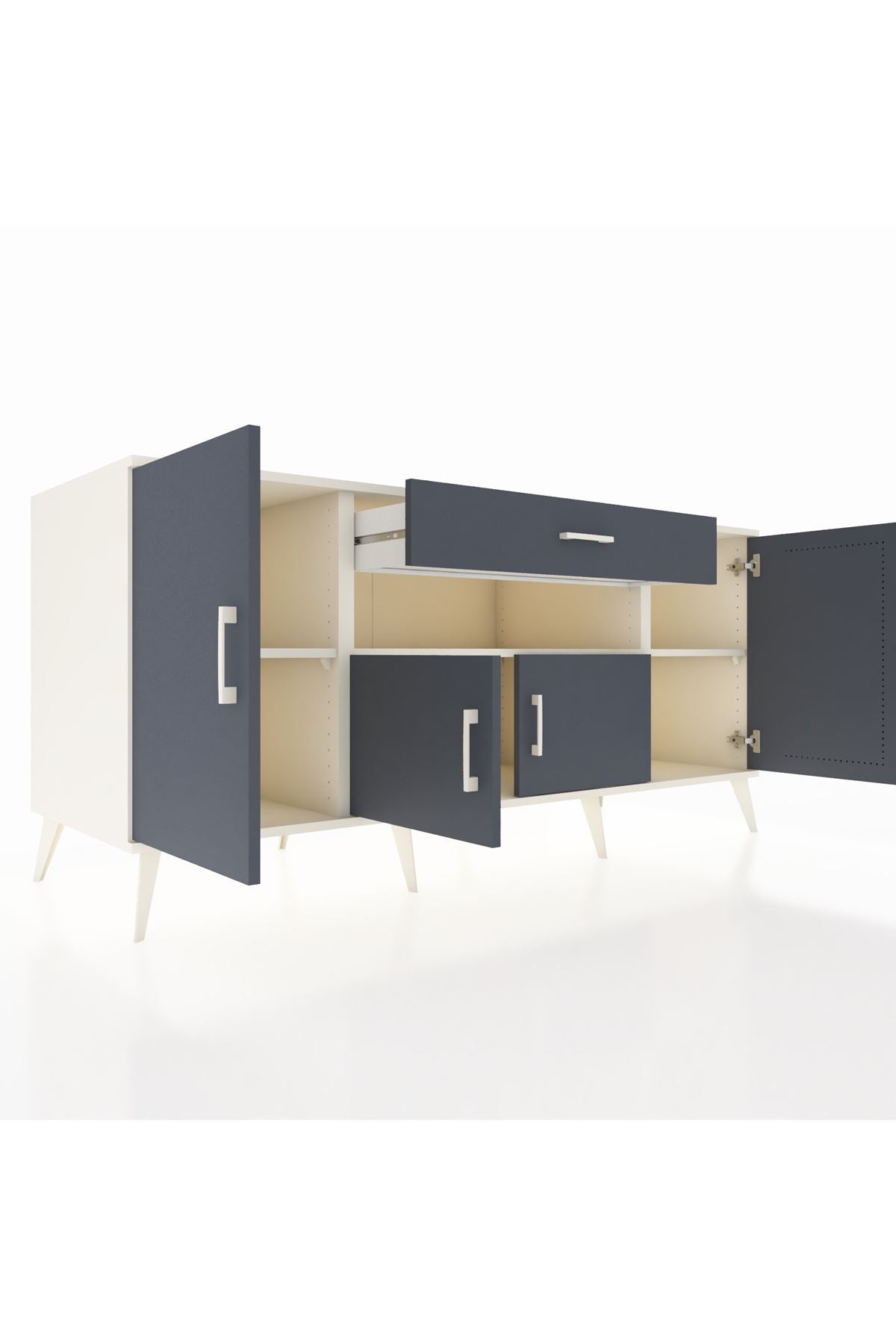 Kronos Konsol 3 Raflı Tek Çekmeceli 4 Kapaklı 176x59x83 - S610M035V08C