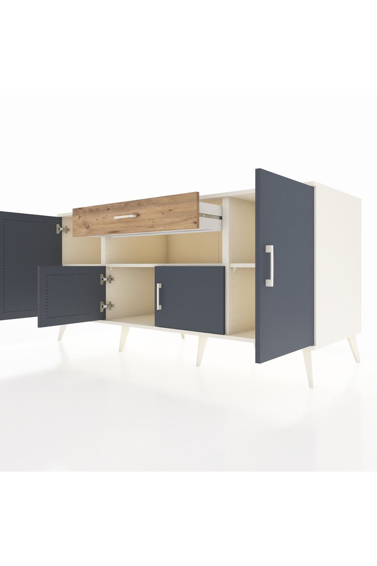 Kronos Konsol 3 Raflı Tek Çekmeceli 4 Kapaklı 176x59x83 - S610M035V09C