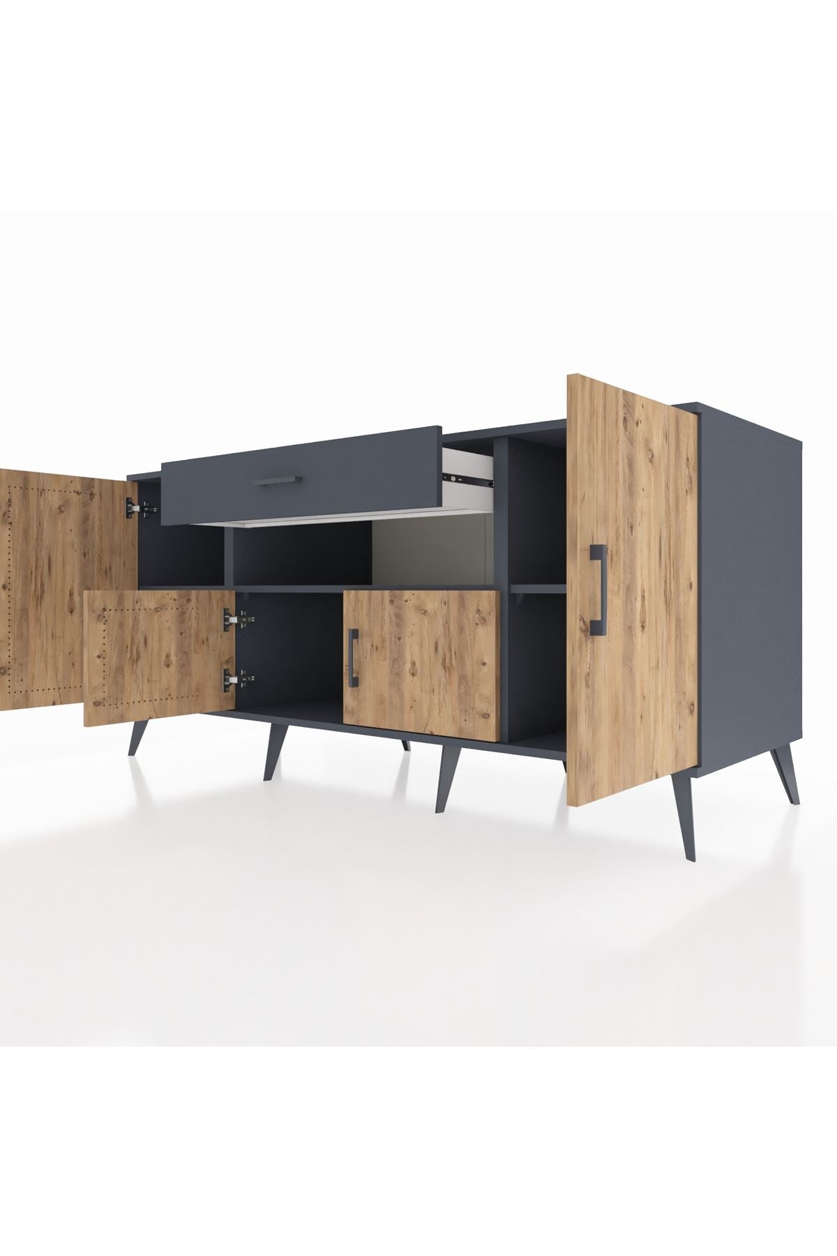 Kronos Konsol 3 Raflı Tek Çekmeceli 4 Kapaklı 176x59x83 - S610M035V11C