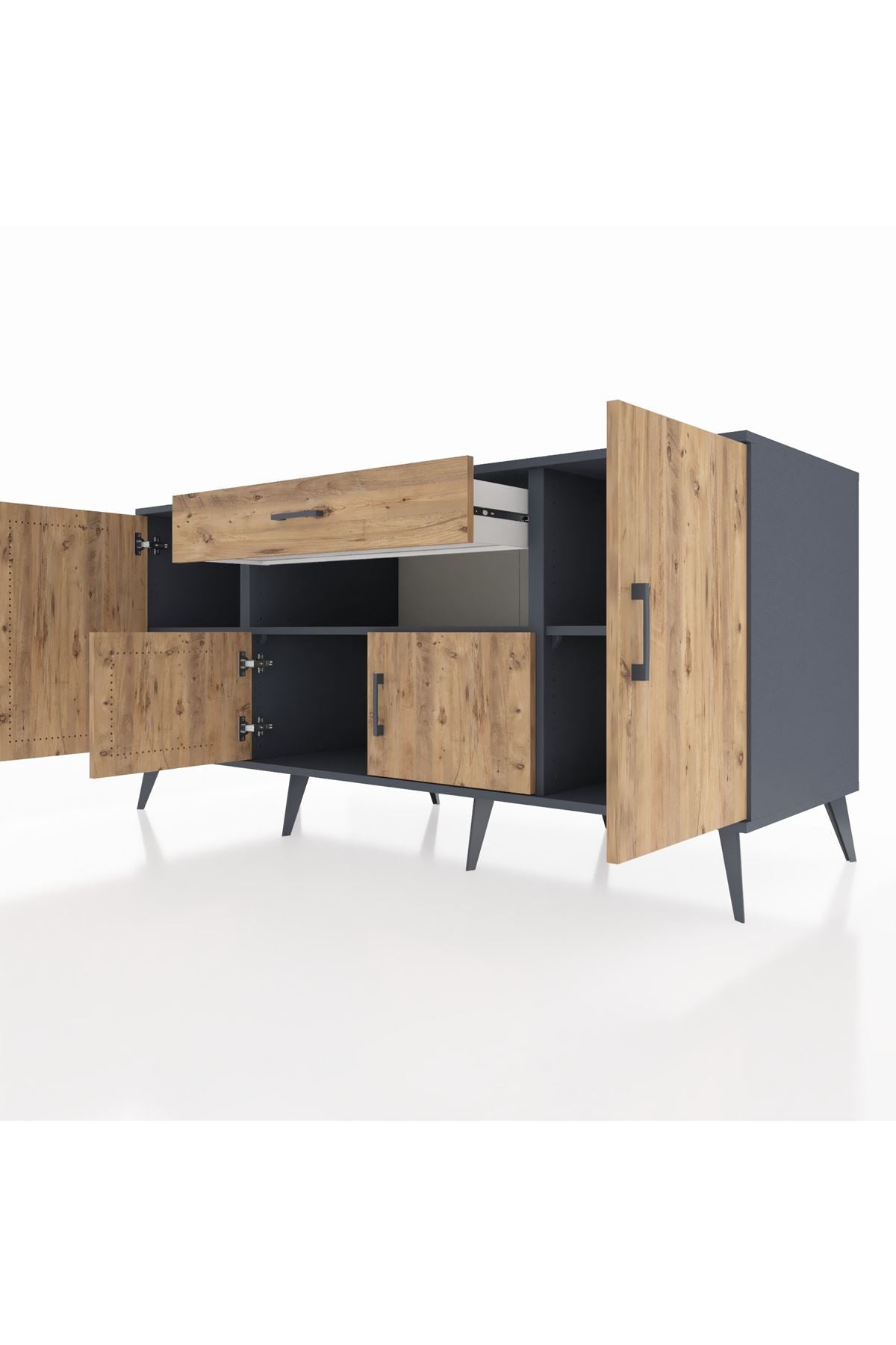 Kronos Konsol 3 Raflı Tek Çekmeceli 4 Kapaklı 176x59x83 - S610M035V12C