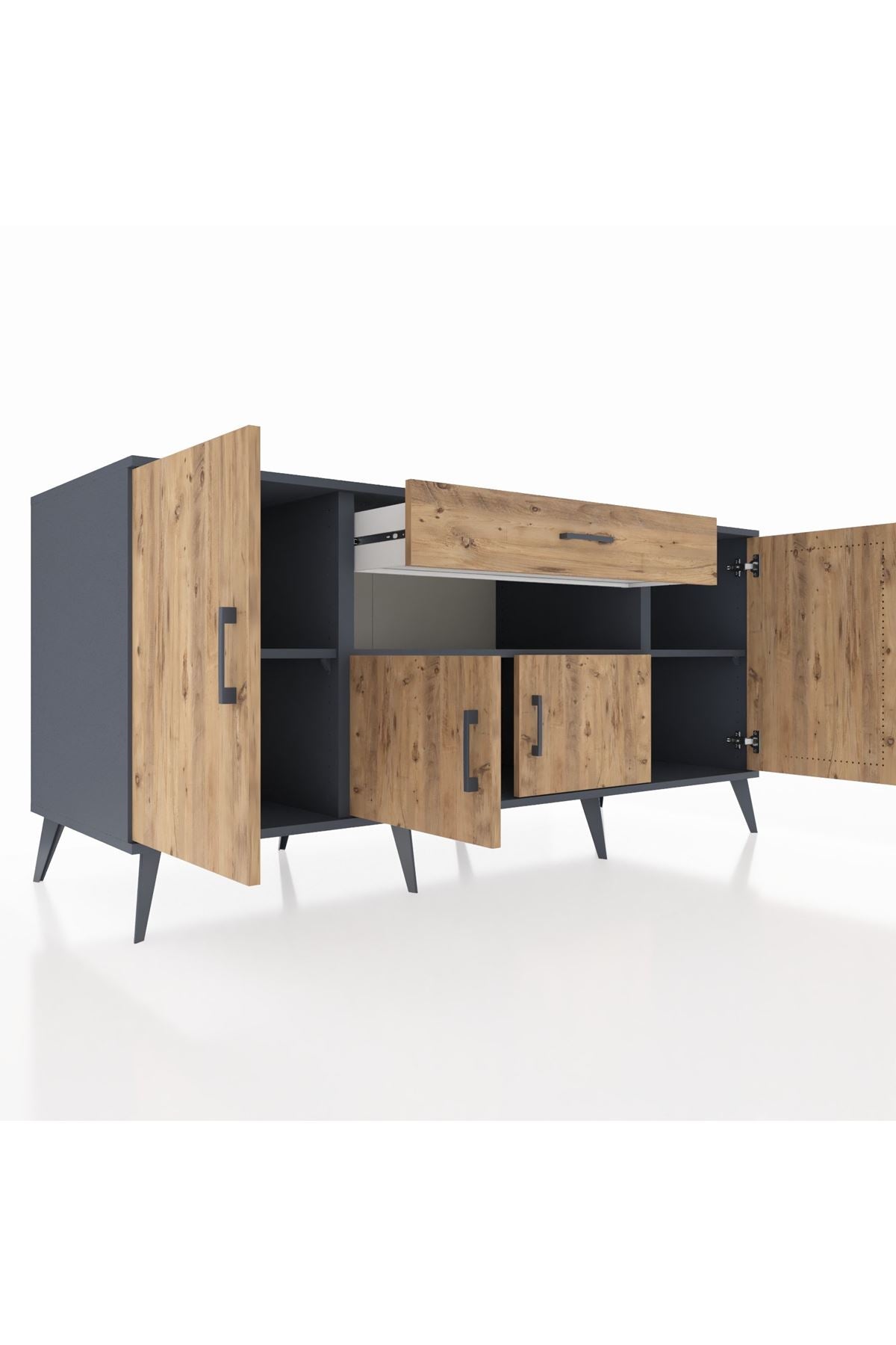 Kronos Konsol 3 Raflı Tek Çekmeceli 4 Kapaklı 176x59x83 - S610M035V12C