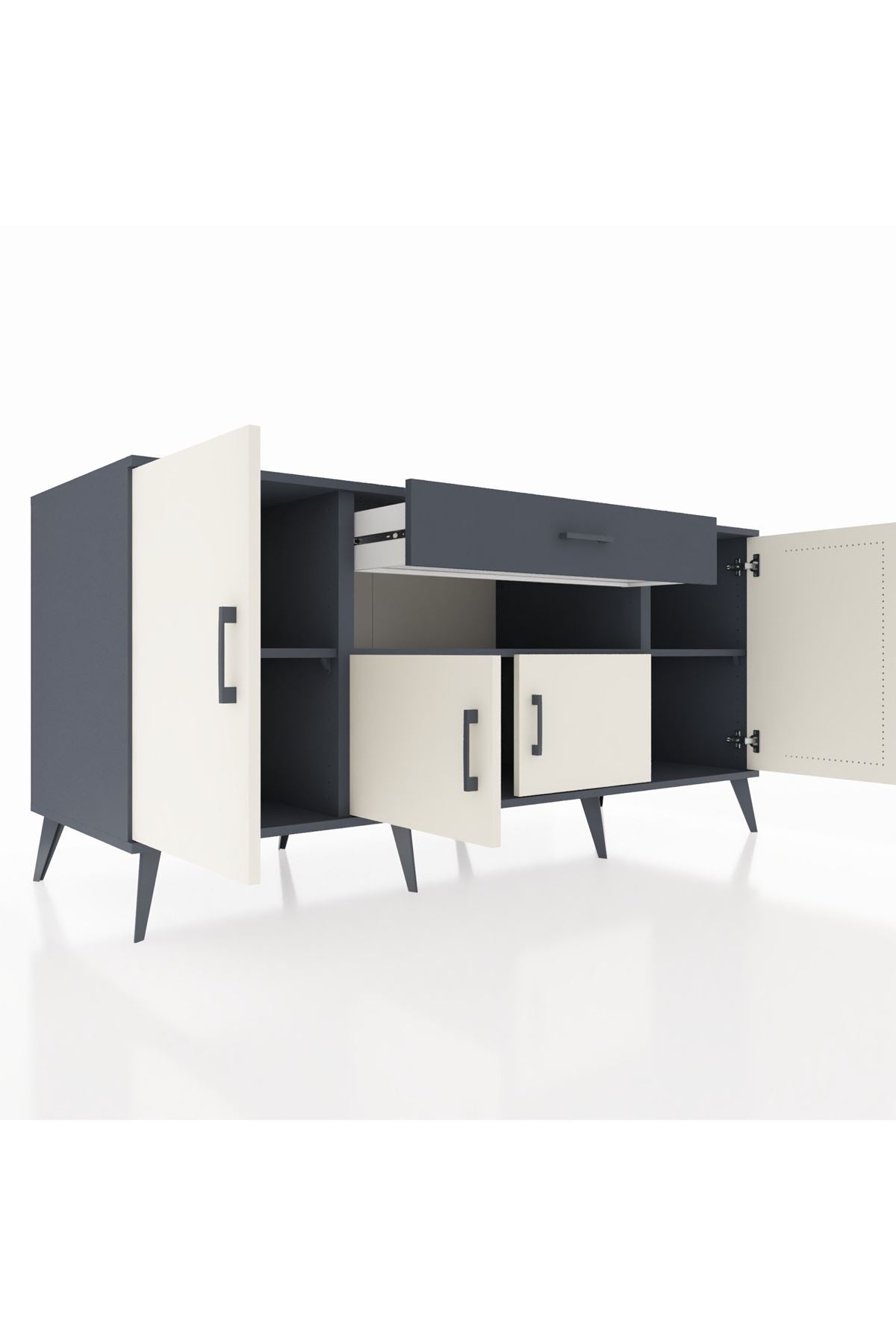 Kronos Konsol 3 Raflı Tek Çekmeceli 4 Kapaklı 176x59x83 - S610M035V14C