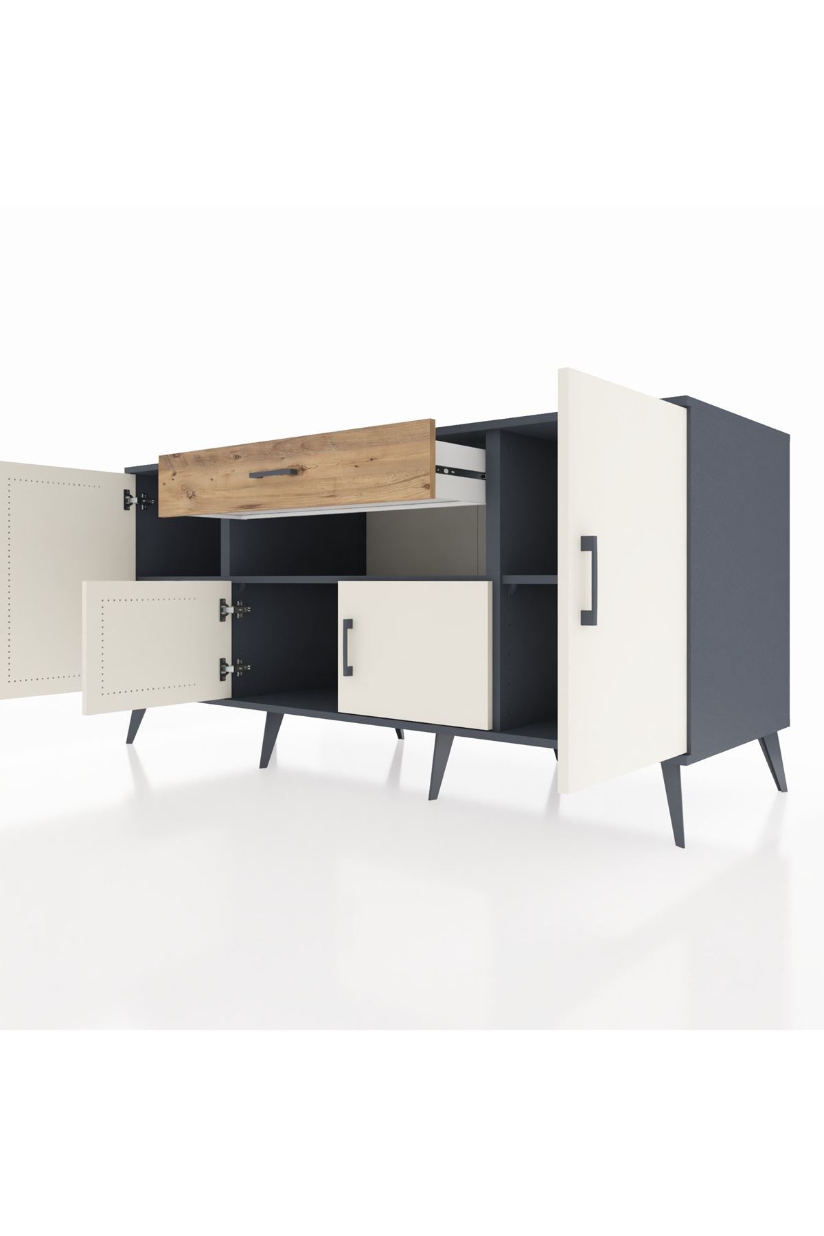 Kronos Konsol 3 Raflı Tek Çekmeceli 4 Kapaklı 176x59x83 - S610M035V15C