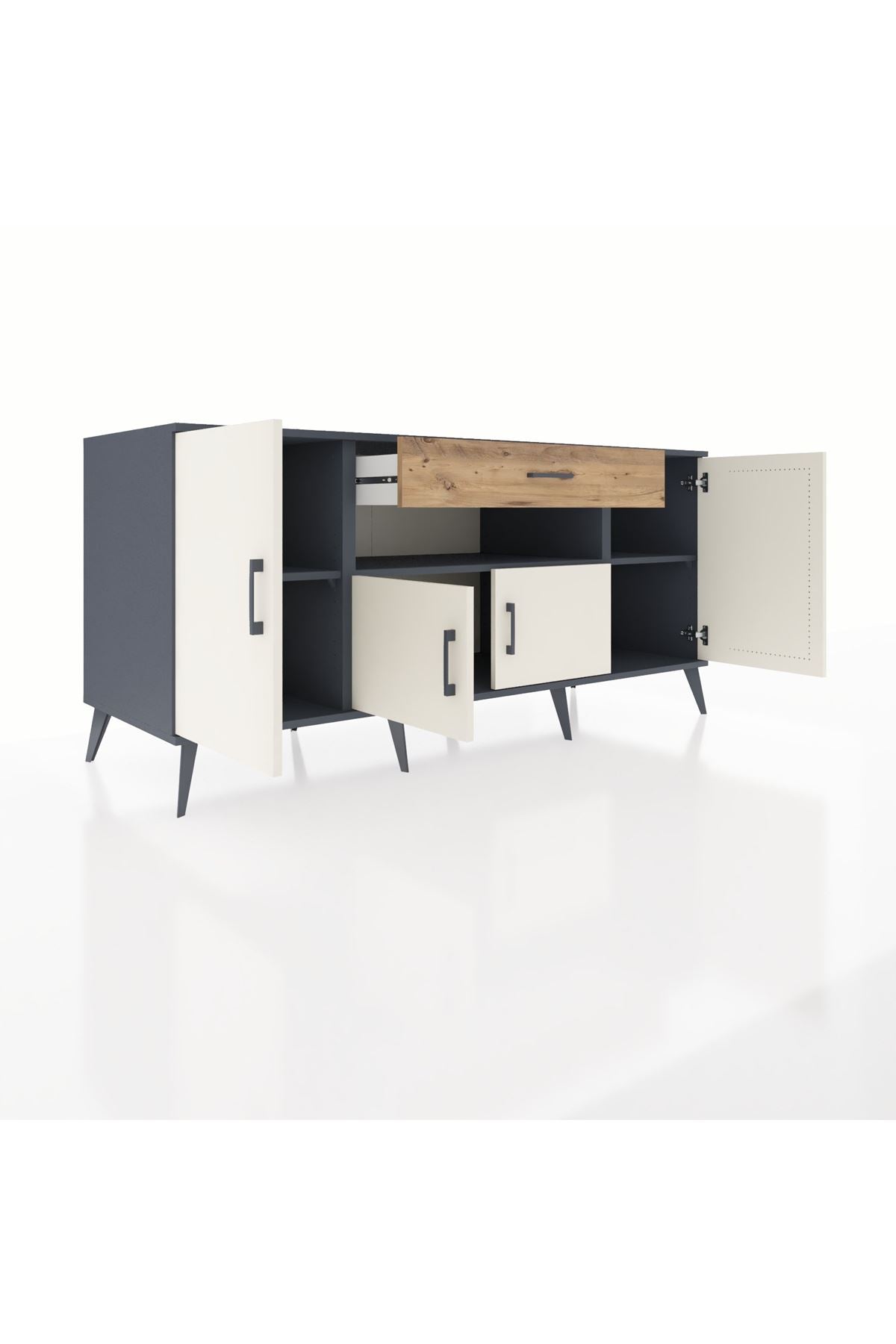 Kronos Konsol 3 Raflı Tek Çekmeceli 4 Kapaklı 176x59x83 - S610M035V15C