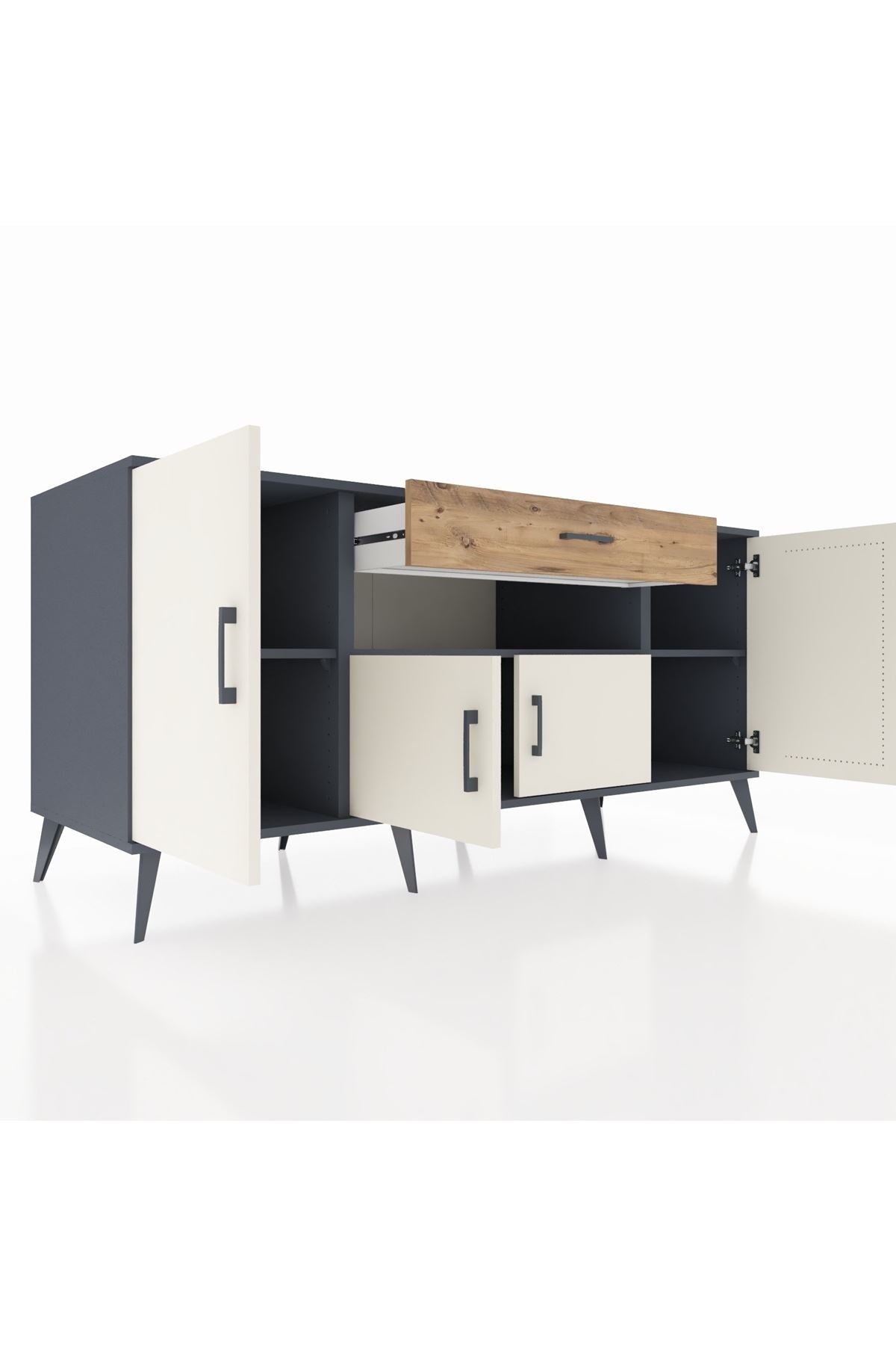 Kronos Konsol 3 Raflı Tek Çekmeceli 4 Kapaklı 176x59x83 - S610M035V15C