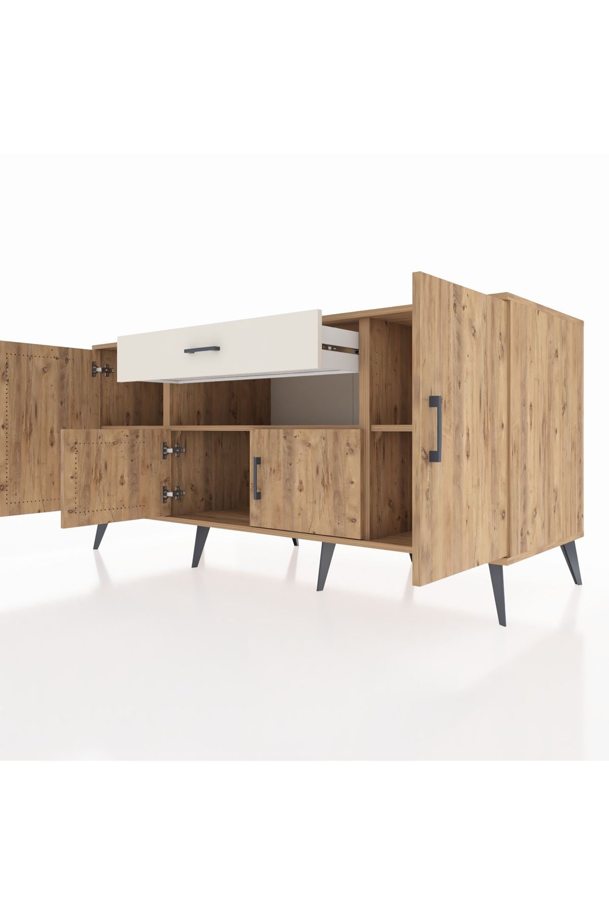 Kronos Konsol 3 Raflı Tek Çekmeceli 4 Kapaklı 176x59x83 - S610M035V19C