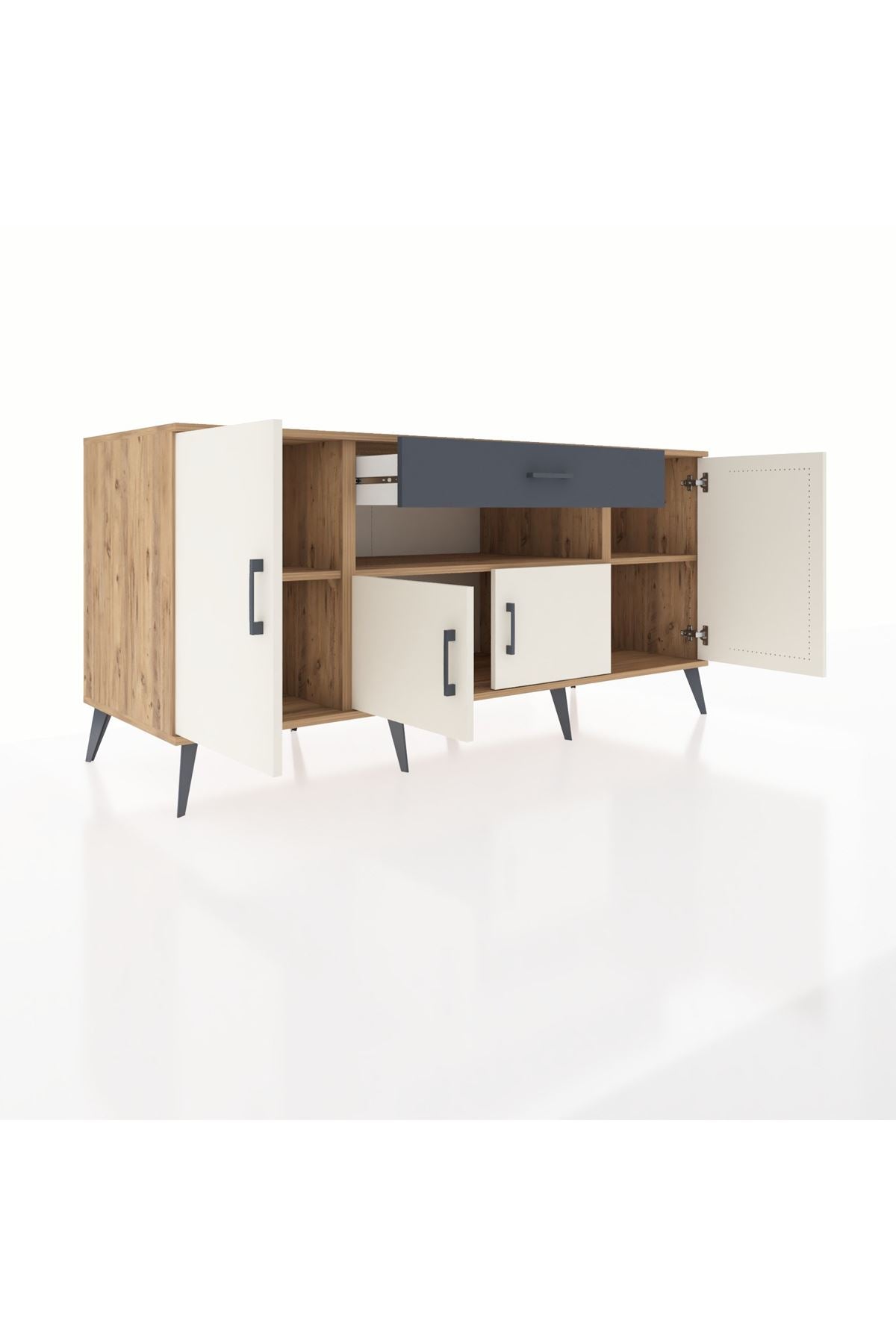 Kronos Konsol 3 Raflı Tek Çekmeceli 4 Kapaklı 176x59x83 - S610M035V23C