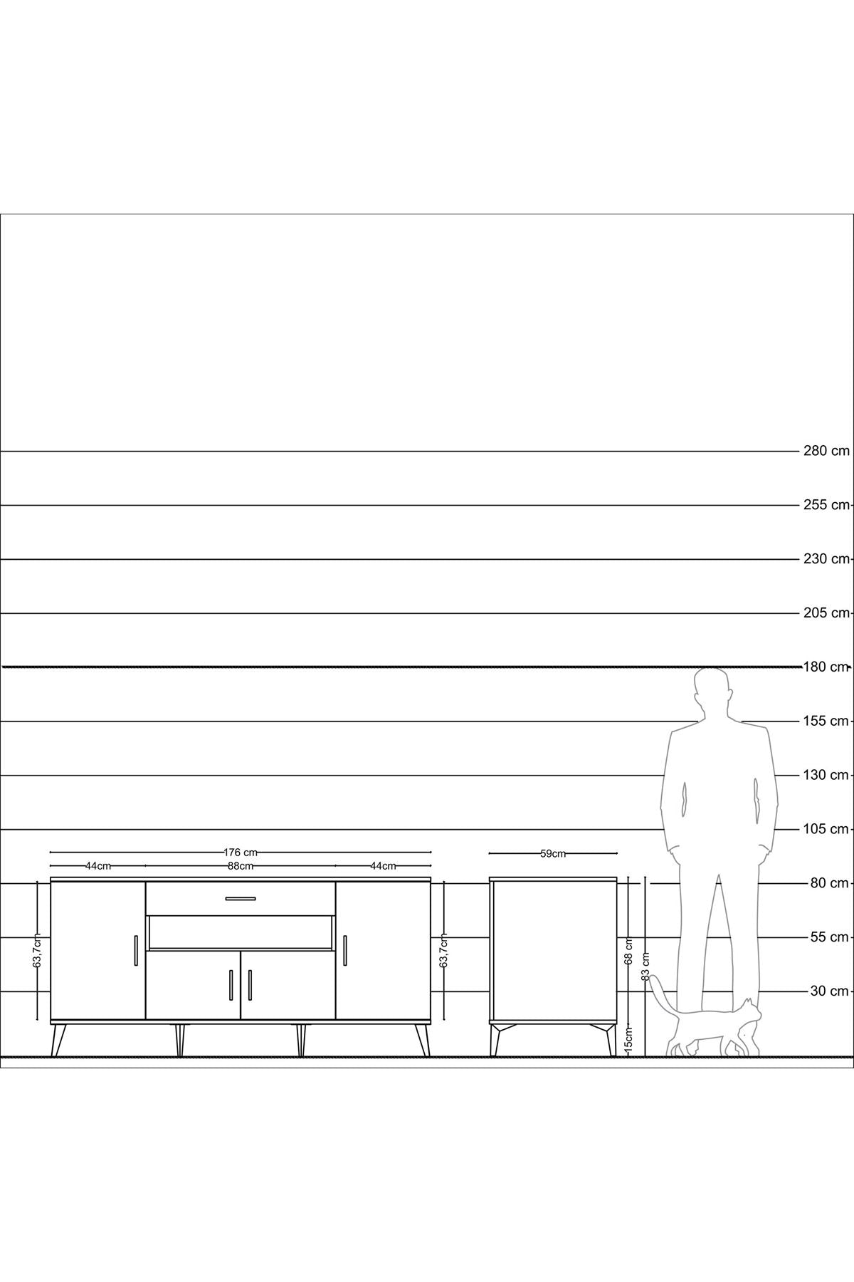 Kronos Konsol 3 Raflı Tek Çekmeceli 4 Kapaklı 176x59x83 - S610M035V24C
