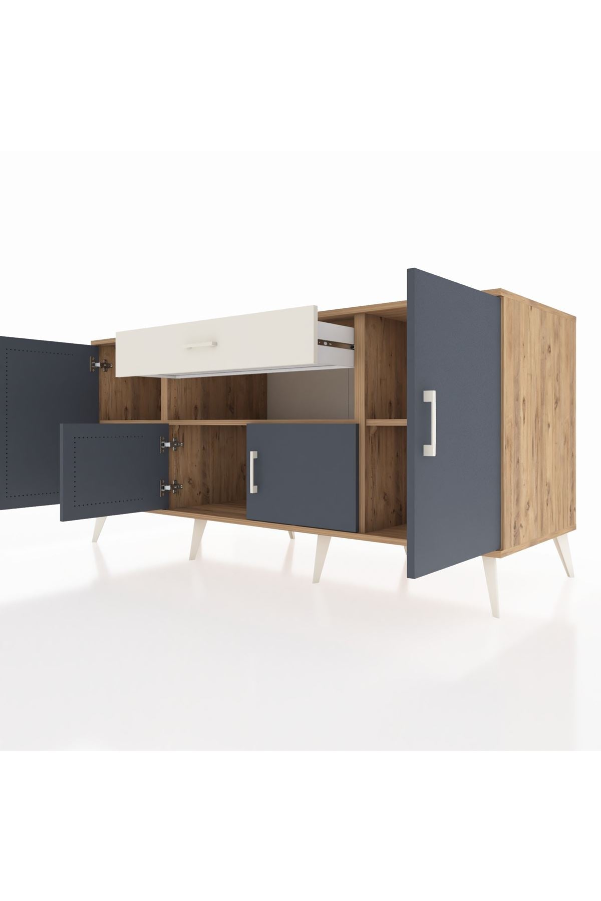 Kronos Konsol 3 Raflı Tek Çekmeceli 4 Kapaklı 176x59x83 - S610M035V25C