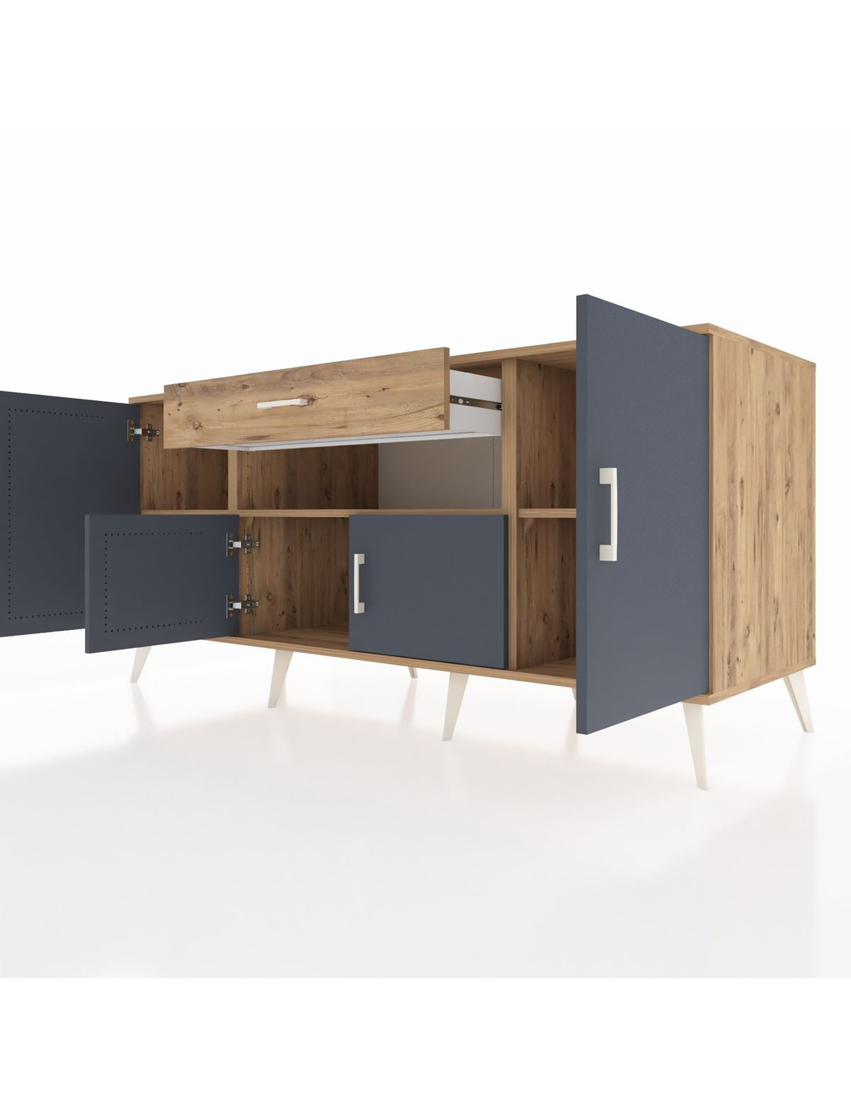 Kronos Konsol 3 Raflı Tek Çekmeceli 4 Kapaklı 176x59x83 - S610M035V27C