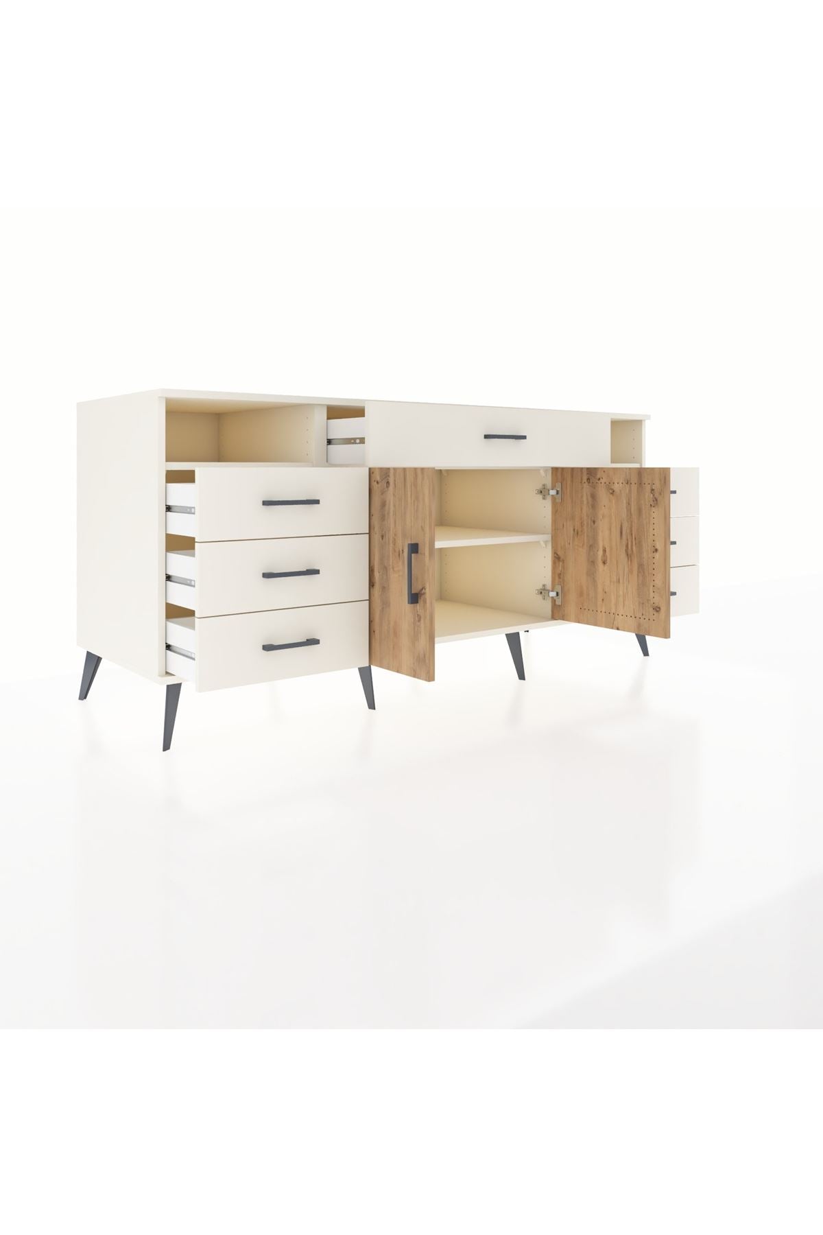 Kronos Konsol 4 Raflı 7 Çekmeceli 2 Kapaklı 176x59x83 - S610M036V01C