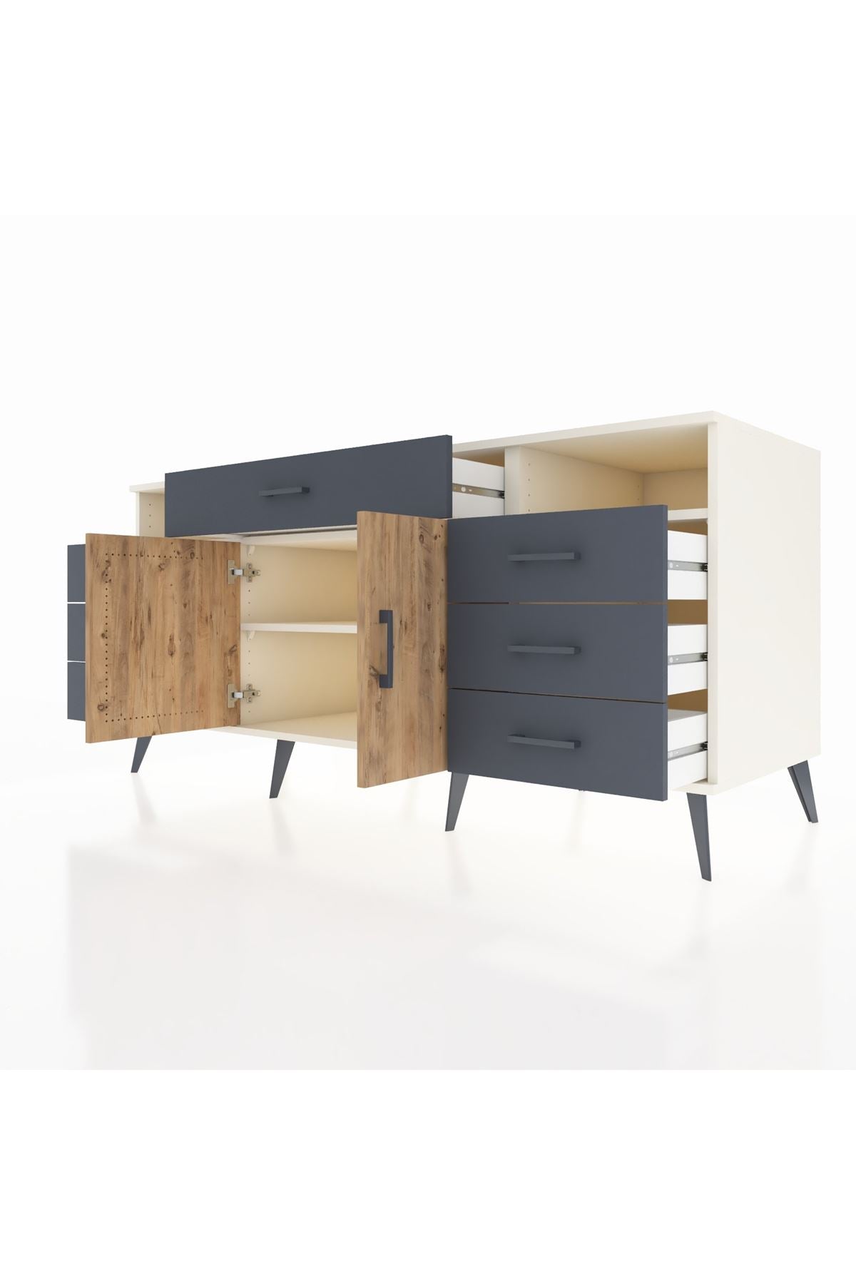 Kronos Konsol 4 Raflı 7 Çekmeceli 2 Kapaklı 176x59x83 - S610M036V02C