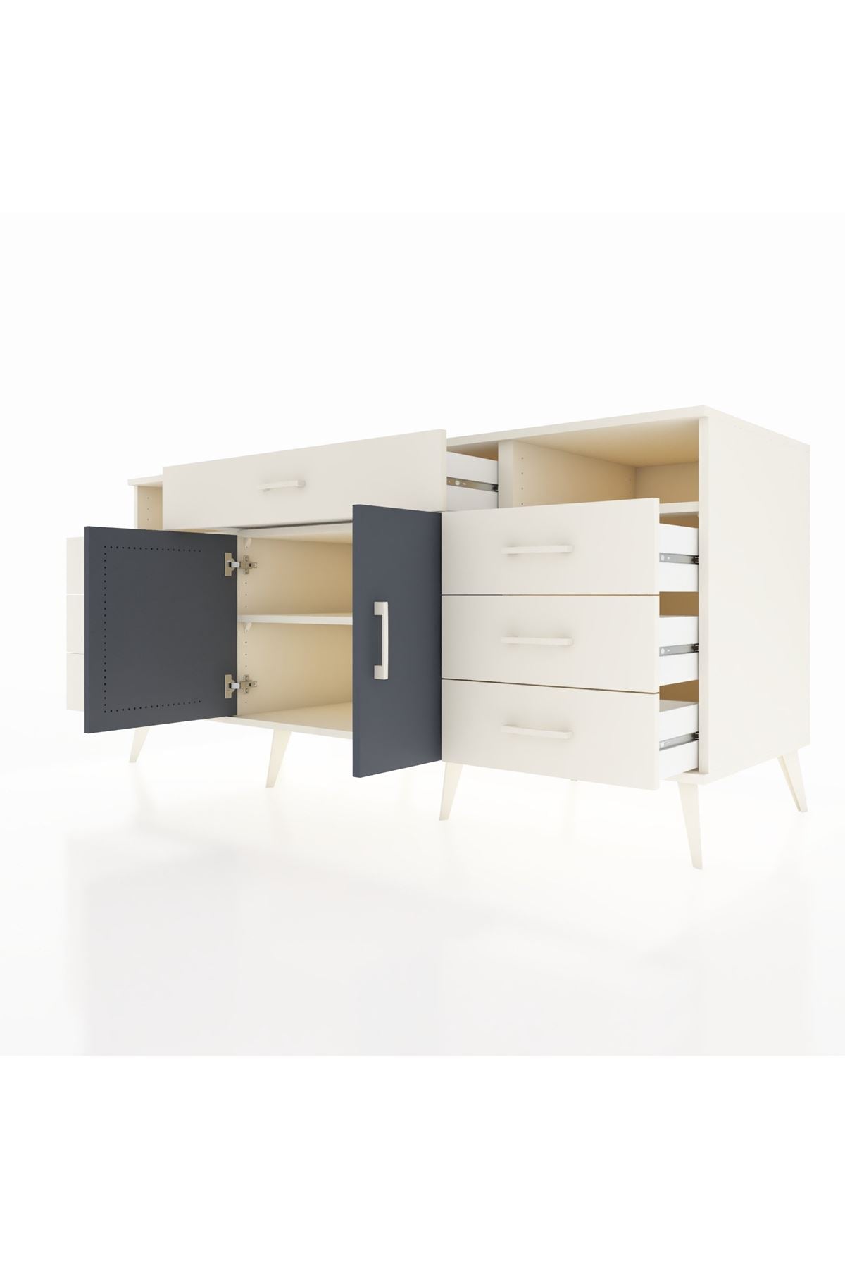 Kronos Konsol 4 Raflı 7 Çekmeceli 2 Kapaklı 176x59x83 - S610M036V07C