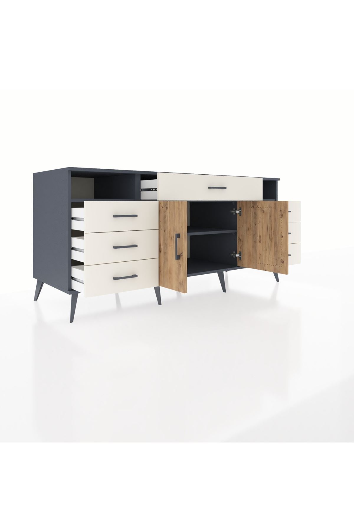 Kronos Konsol 4 Raflı 7 Çekmeceli 2 Kapaklı 176x59x83 - S610M036V10C