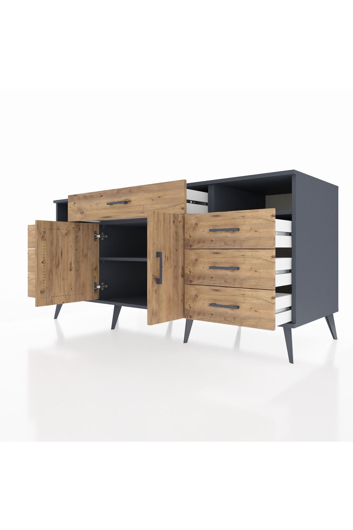 Kronos Konsol 4 Raflı 7 Çekmeceli 2 Kapaklı 176x59x83 - S610M036V12C