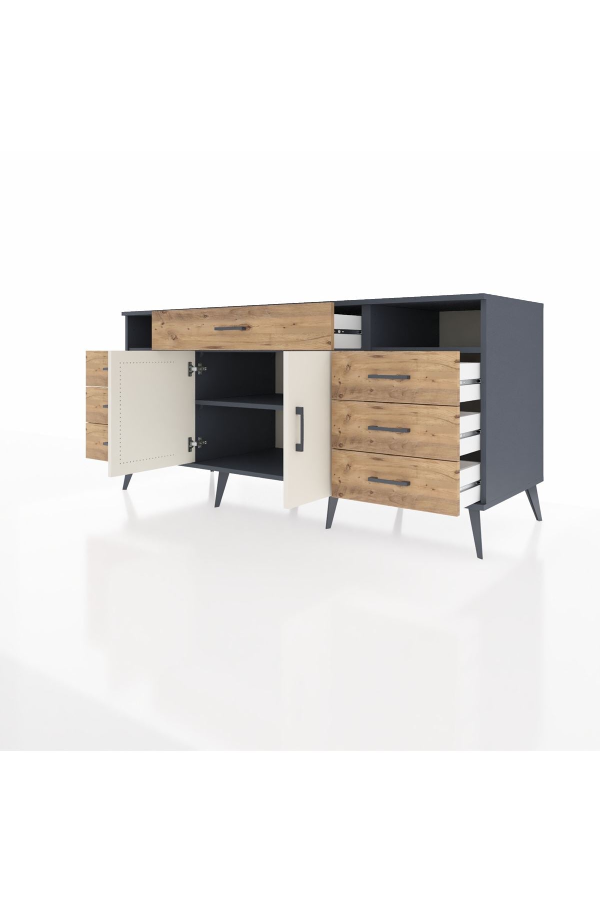 Kronos Konsol 4 Raflı 7 Çekmeceli 2 Kapaklı 176x59x83 - S610M036V15C