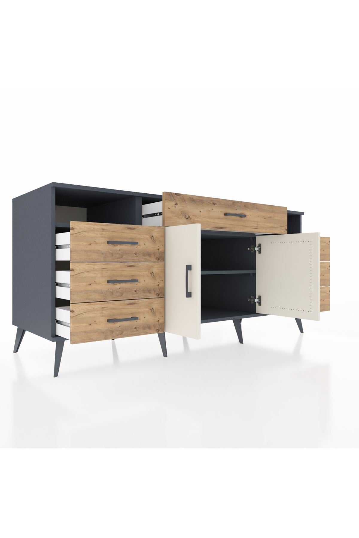 Kronos Konsol 4 Raflı 7 Çekmeceli 2 Kapaklı 176x59x83 - S610M036V15C