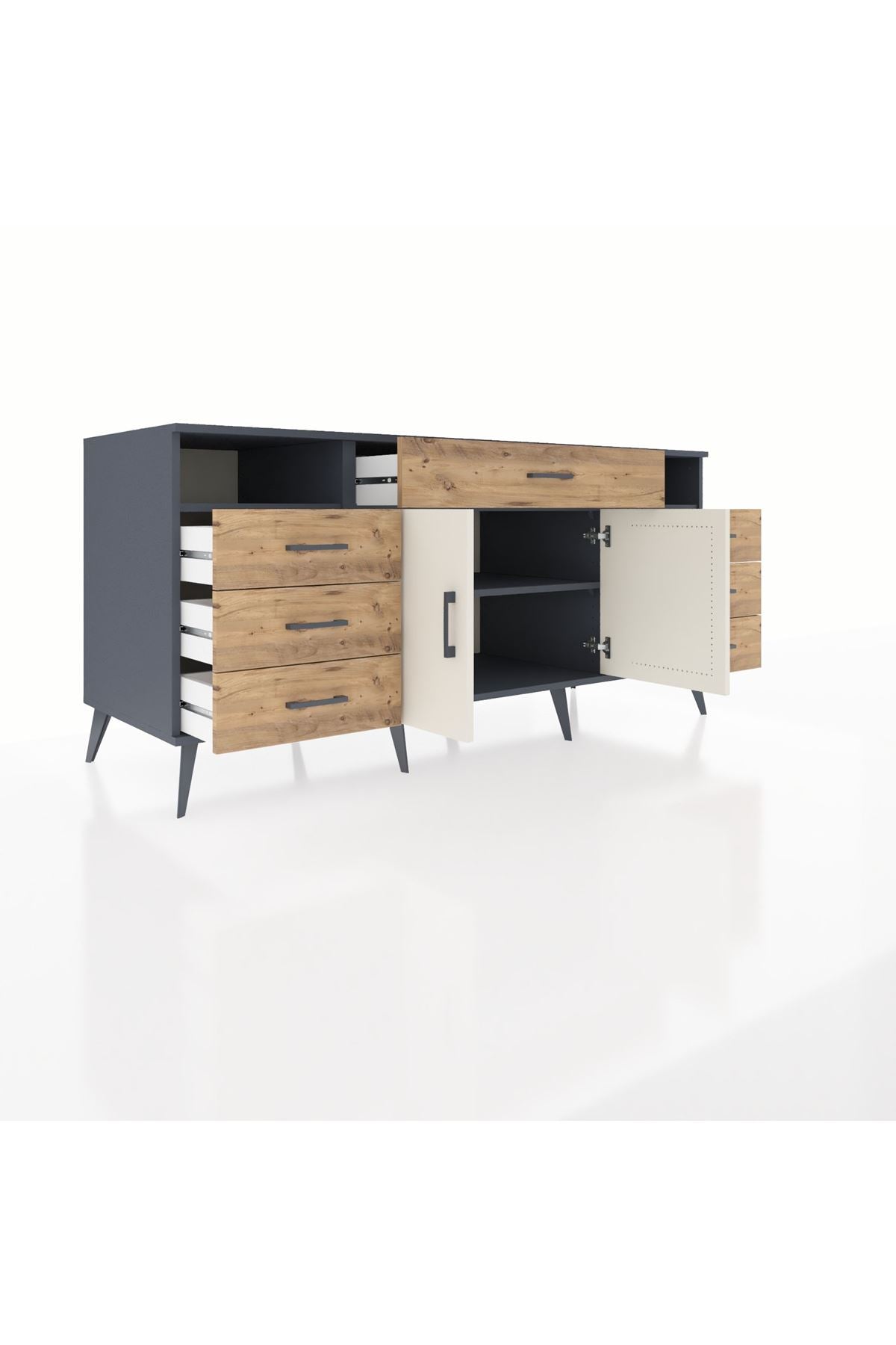 Kronos Konsol 4 Raflı 7 Çekmeceli 2 Kapaklı 176x59x83 - S610M036V15C