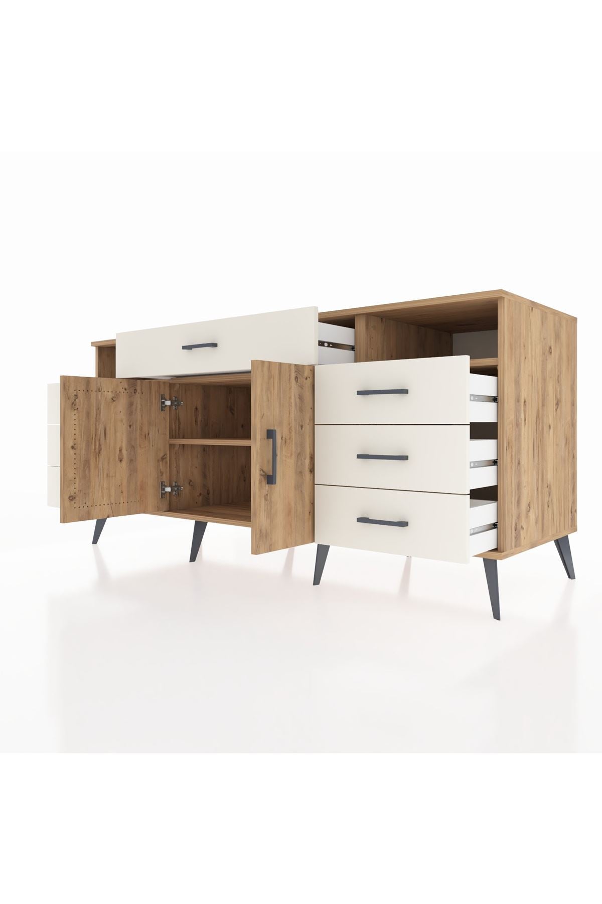 Kronos Konsol 4 Raflı 7 Çekmeceli 2 Kapaklı 176x59x83 - S610M036V19C