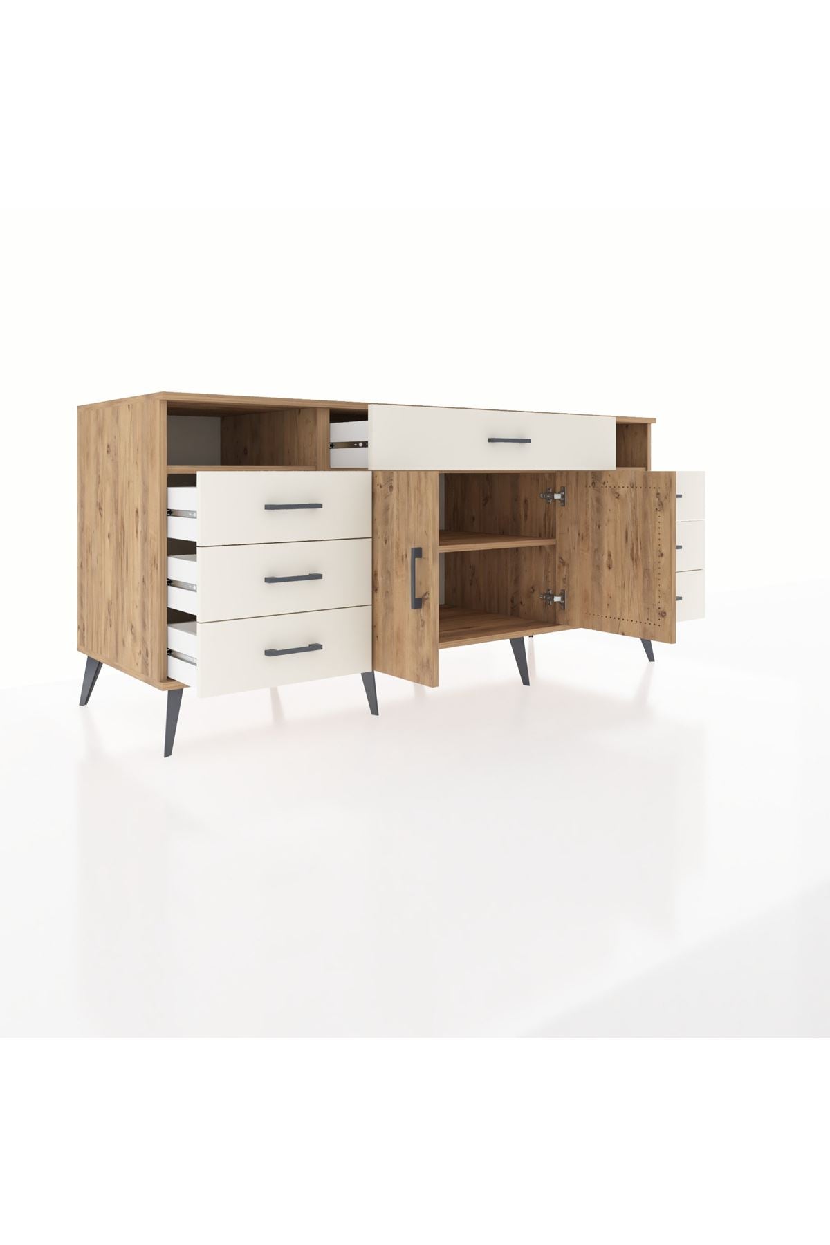 Kronos Konsol 4 Raflı 7 Çekmeceli 2 Kapaklı 176x59x83 - S610M036V19C