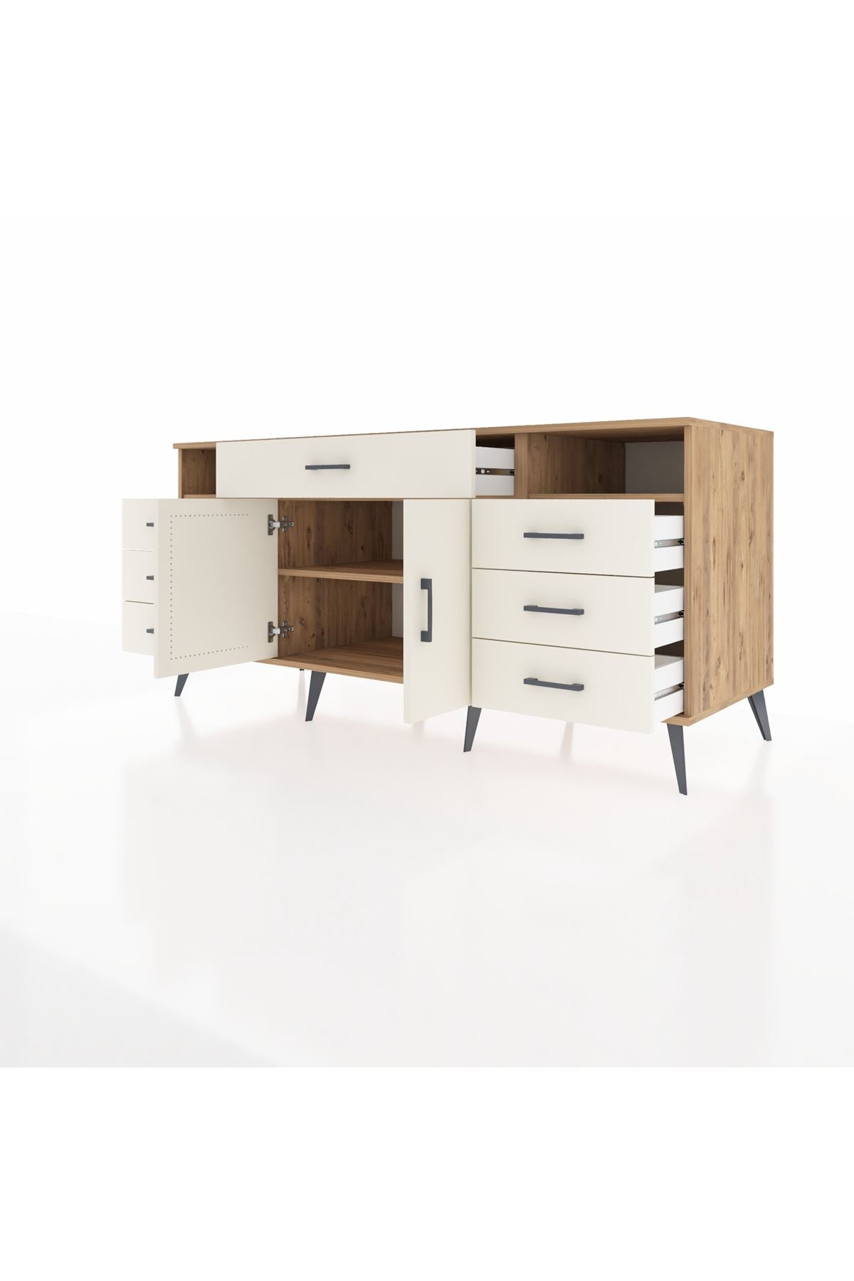 Kronos Konsol 4 Raflı 7 Çekmeceli 2 Kapaklı 176x59x83 - S610M036V22C