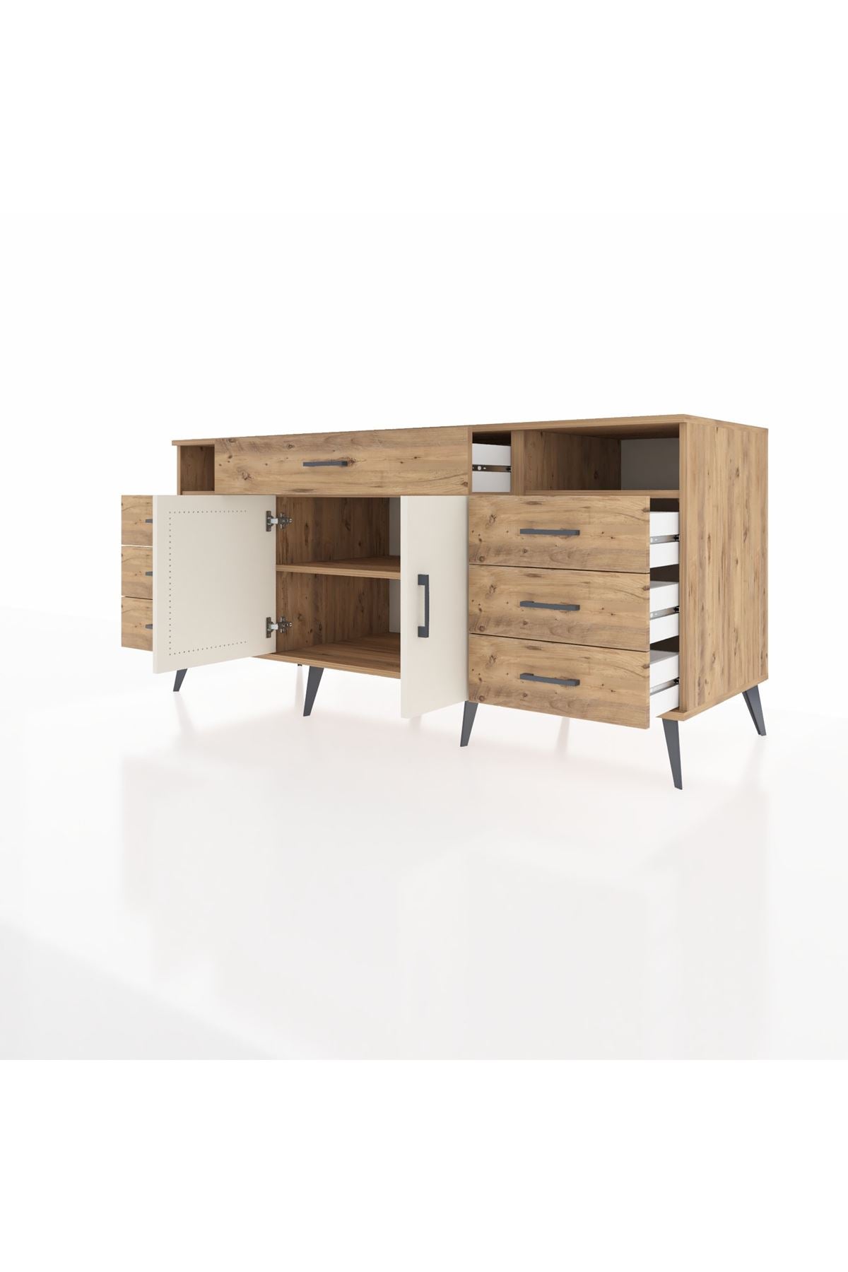 Kronos Konsol 4 Raflı 7 Çekmeceli 2 Kapaklı 176x59x83 - S610M036V24C