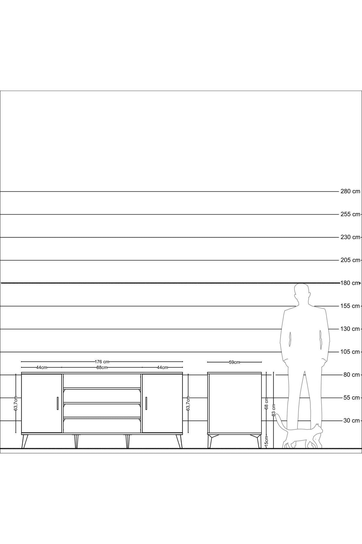 Kronos Konsol 5 Raflı 2 Kapaklı 176x59x83 - S610M037V25C