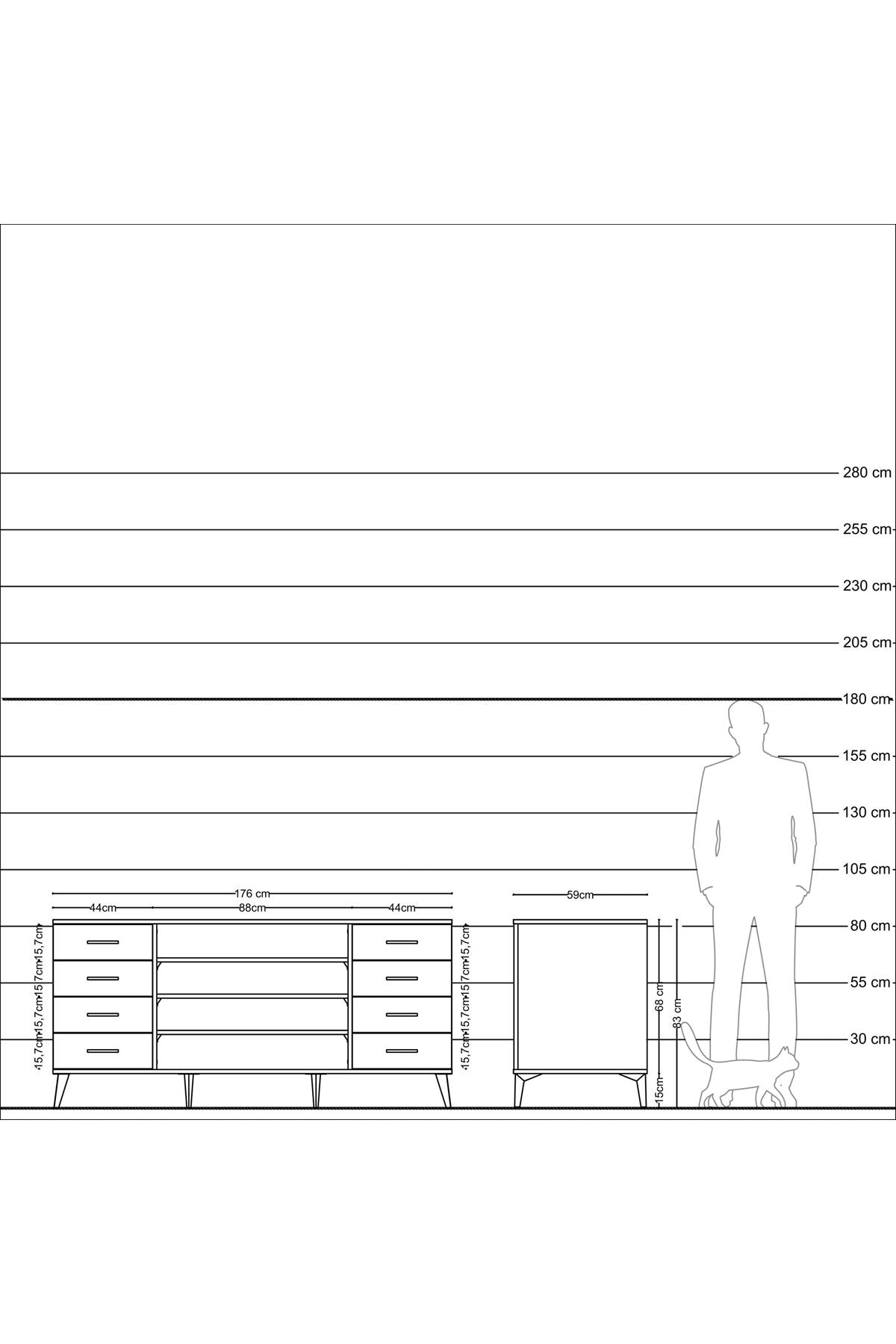 Kronos Konsol 3 Raflı 8 Çekmeceli 176x59x83 - S610M038V01C