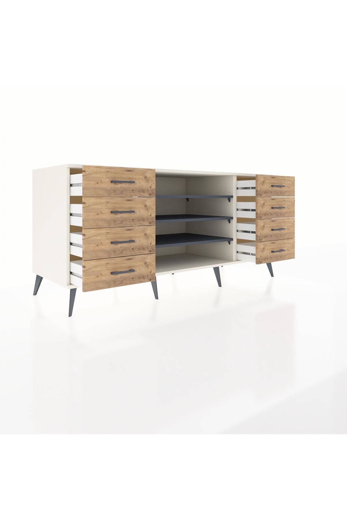 Kronos Konsol 3 Raflı 8 Çekmeceli 176x59x83 - S610M038V09C