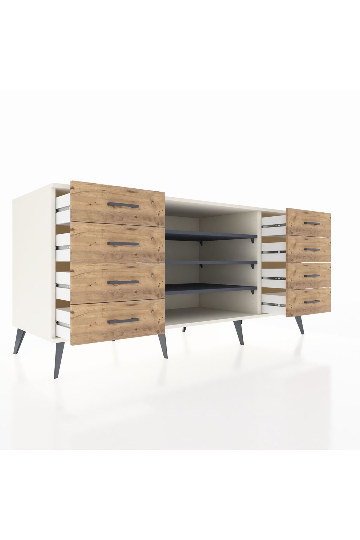 Kronos Konsol 3 Raflı 8 Çekmeceli 176x59x83 - S610M038V09C